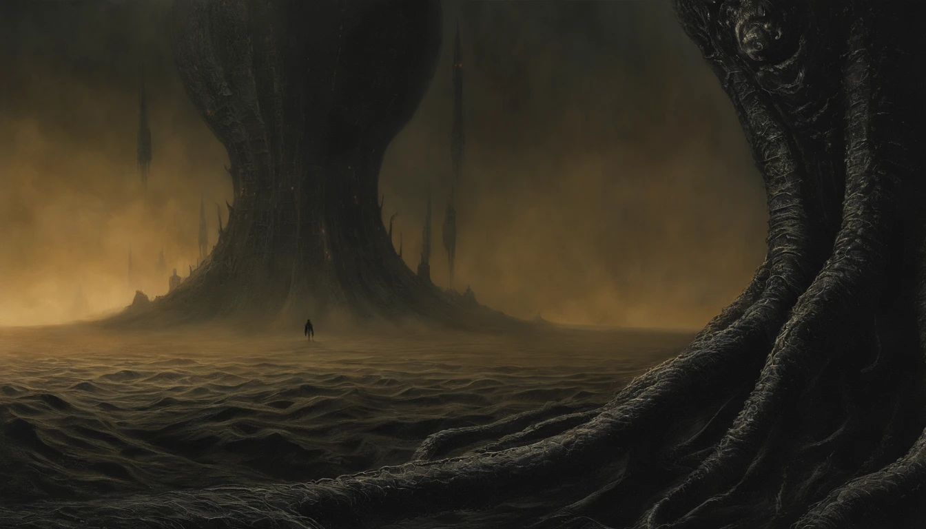 Hacker, Tentacles of the universe, Inspiração Zdzisław Beksiński, Lovecraft's Cosmic Fear, Paisagem infernal de Lovecraft, Filmes de fantasia e terror espacial, Atmosfera inspirada em Lovecraft, lovecraftiano, Planet in open space,