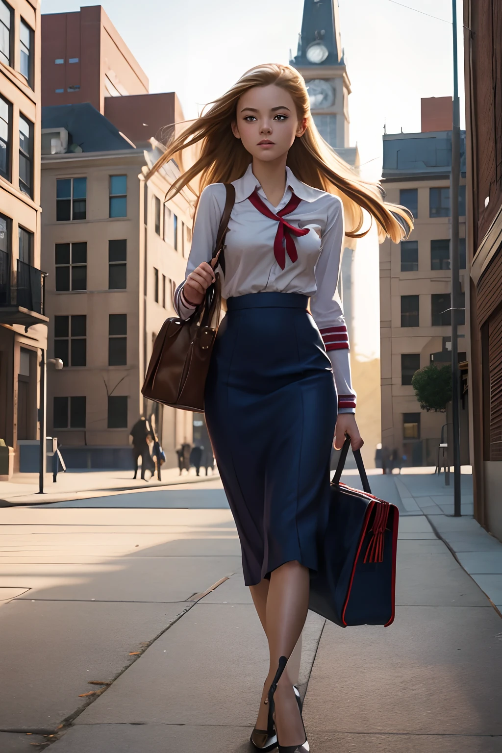 Inspirado na arte de John Romita Sr, Gwendolyn Stacy, Peter Parker's first crush walking in the schoolyard in the morning,muito bonita.