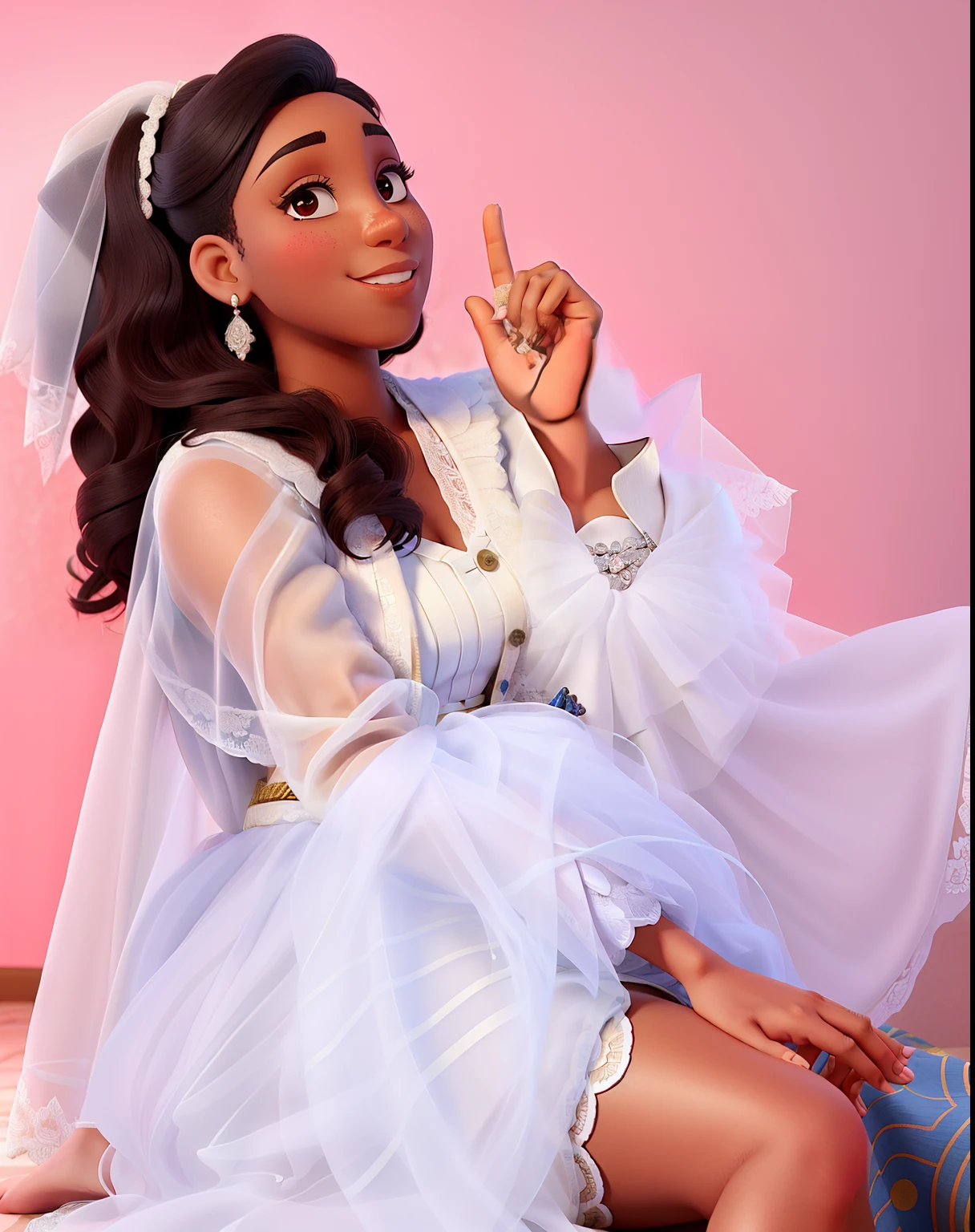 Jovem mulher mulata, Dressed in a wedding robe