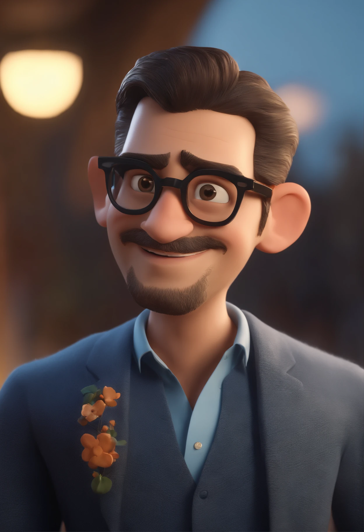 Cartoon character of a man with black glasses and a blue shirt, animation character, Caractere estilizado, animation style rendering, 3D estilizado, Arnold Maya render, 3 d render stylized, toon render keyshot, Personagem 3D, Personagem 3D, 3d rendering stylized, 3 d character render, personagem de desenho animado, Personagem de close up, Pose de personagem,  (Estilo Pixar) (master part:1.2) (Bokeh) (best quality) (pele detalhada) (textura detalhada) (8k) (argila) (Cinematic lighting) (foco nítido