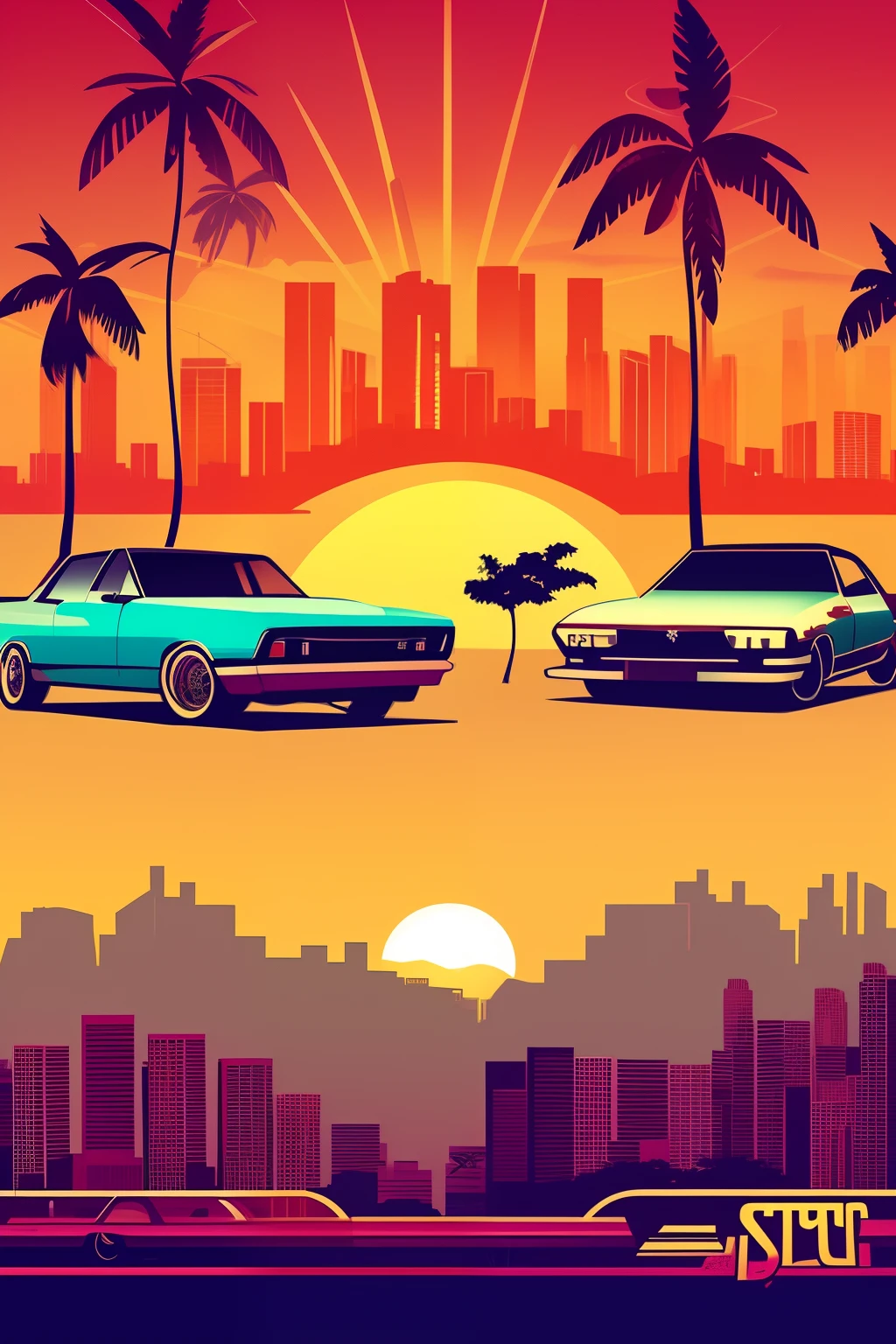 Criar um banner sem texto no estilo ticano com o fundo com bairros de periferia e com carros lowriders e pessoas tatuadas no estilo rap