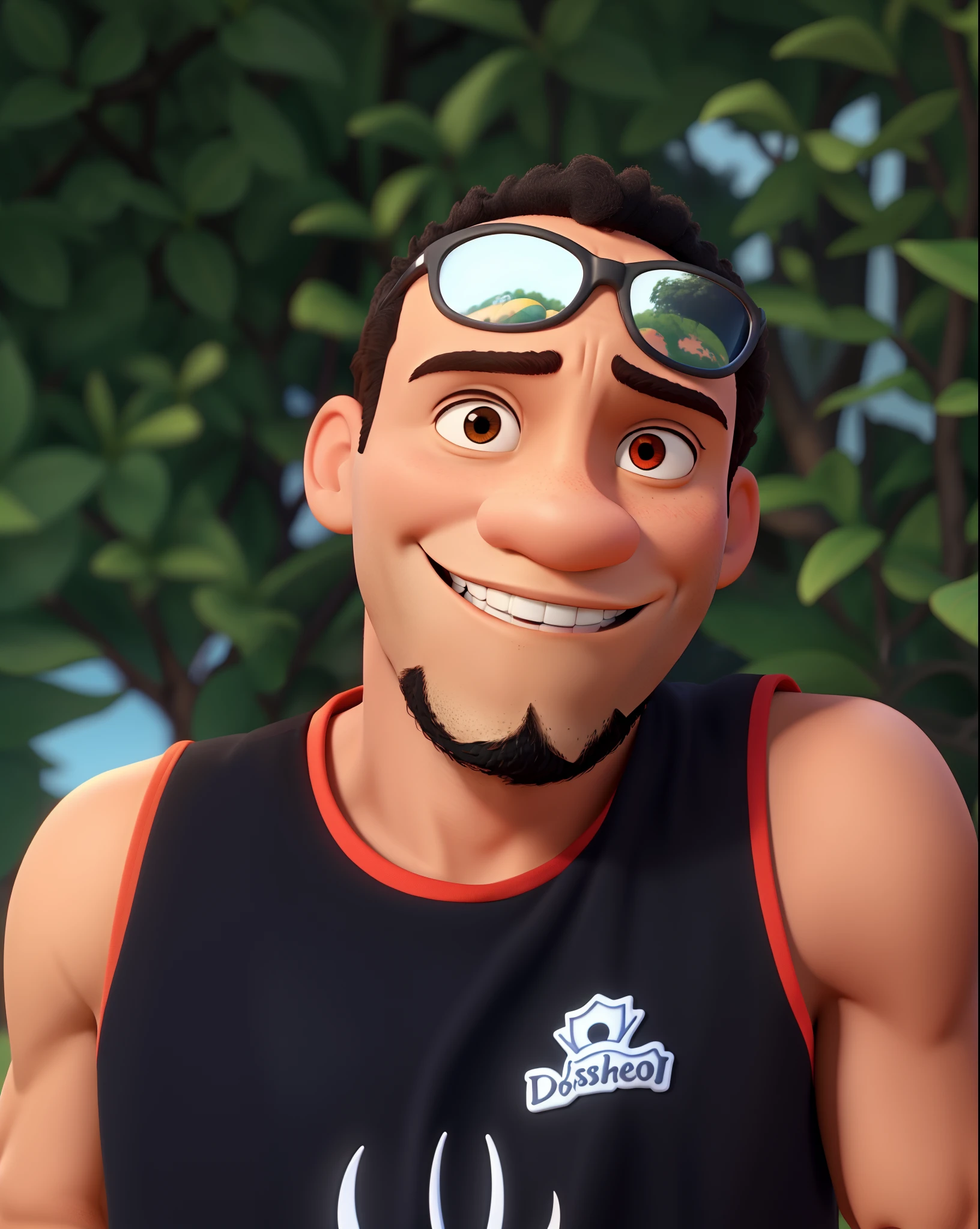 um homem negro sorrindo estilo disney pixar