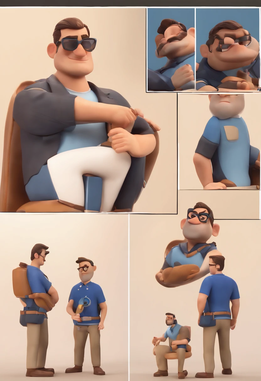 Personagem de desenho animado de um homem usancamisa da Playstation e de barba fracassada e uma camisa azul, um personagem animado, Caractere estilizado, animation style rendering, 3D estilizado, Arnold Maya render, 3 d render stylized, toon render keyshot, Personagem 3D, Personagem 3D, 3d rendering stylized, 3 d character render, personagem de desenho animado, Personagem de close up, Pose de personagem, (Estilo Pixar) (master part:1.2) (Bokeh) (best quality) (pele detalhada) (textura detalhada) (8k) (argila) (Cinematic lighting) (foco nítido,Senta e vaza a parte superior do corpo