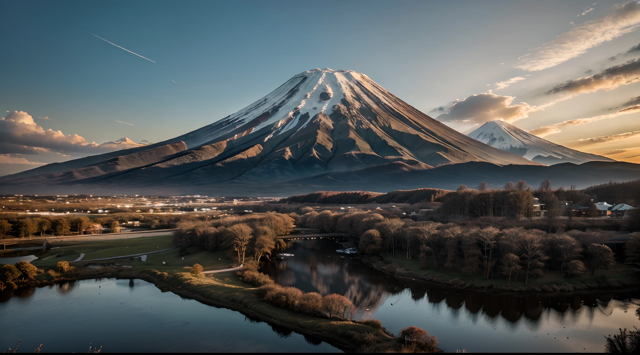 RAW photo of a landscape, small details, photorealistic, ultra-realistic photo, 8k uhd, dslr, soft lighting, high quality, film grain, Fujifilm XT3, (masterpiece), Mt.fuji,