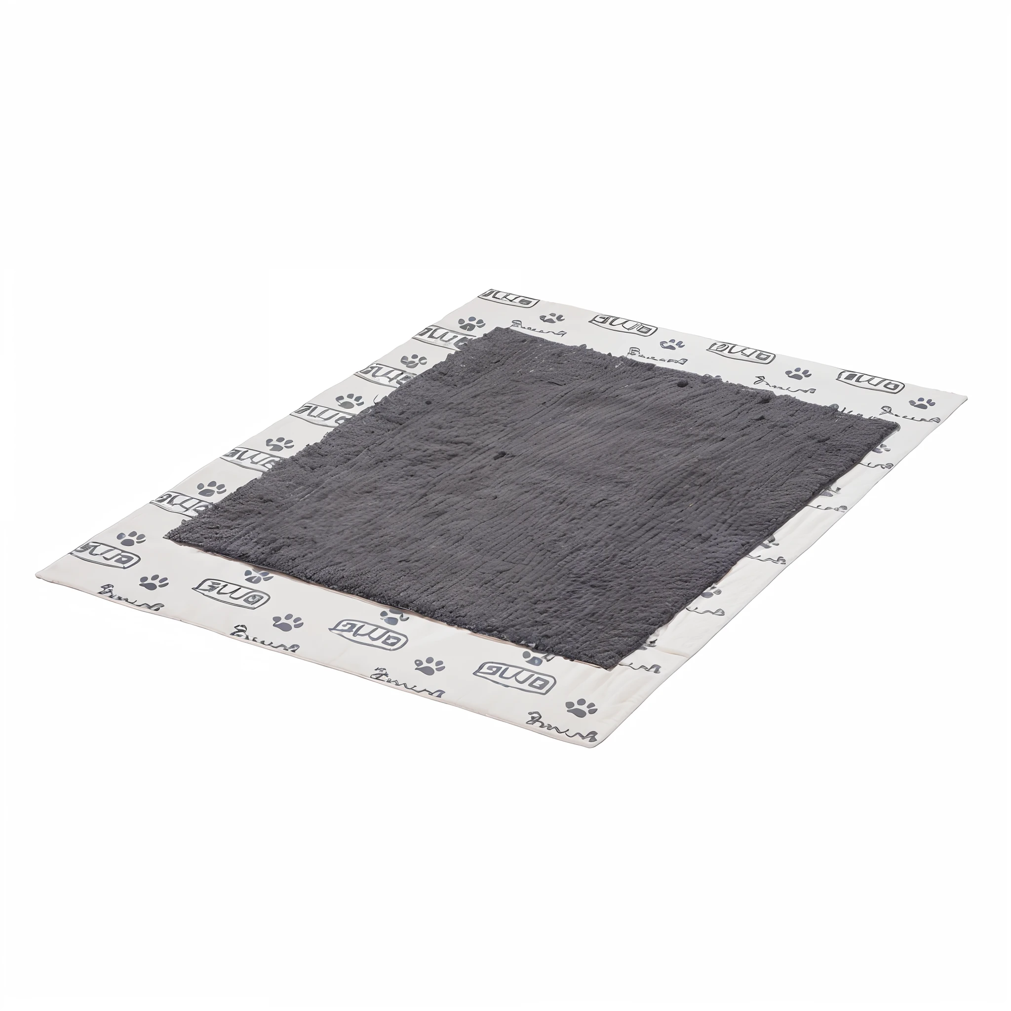 Disposable Dog Toilet Mat, com o centro cinza e as bordas brancas com desenhos cinzas