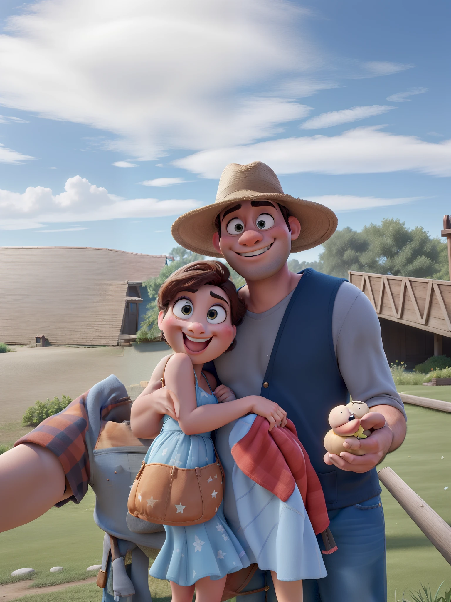 A couple in great quality and definition in the style of Disney pixar
