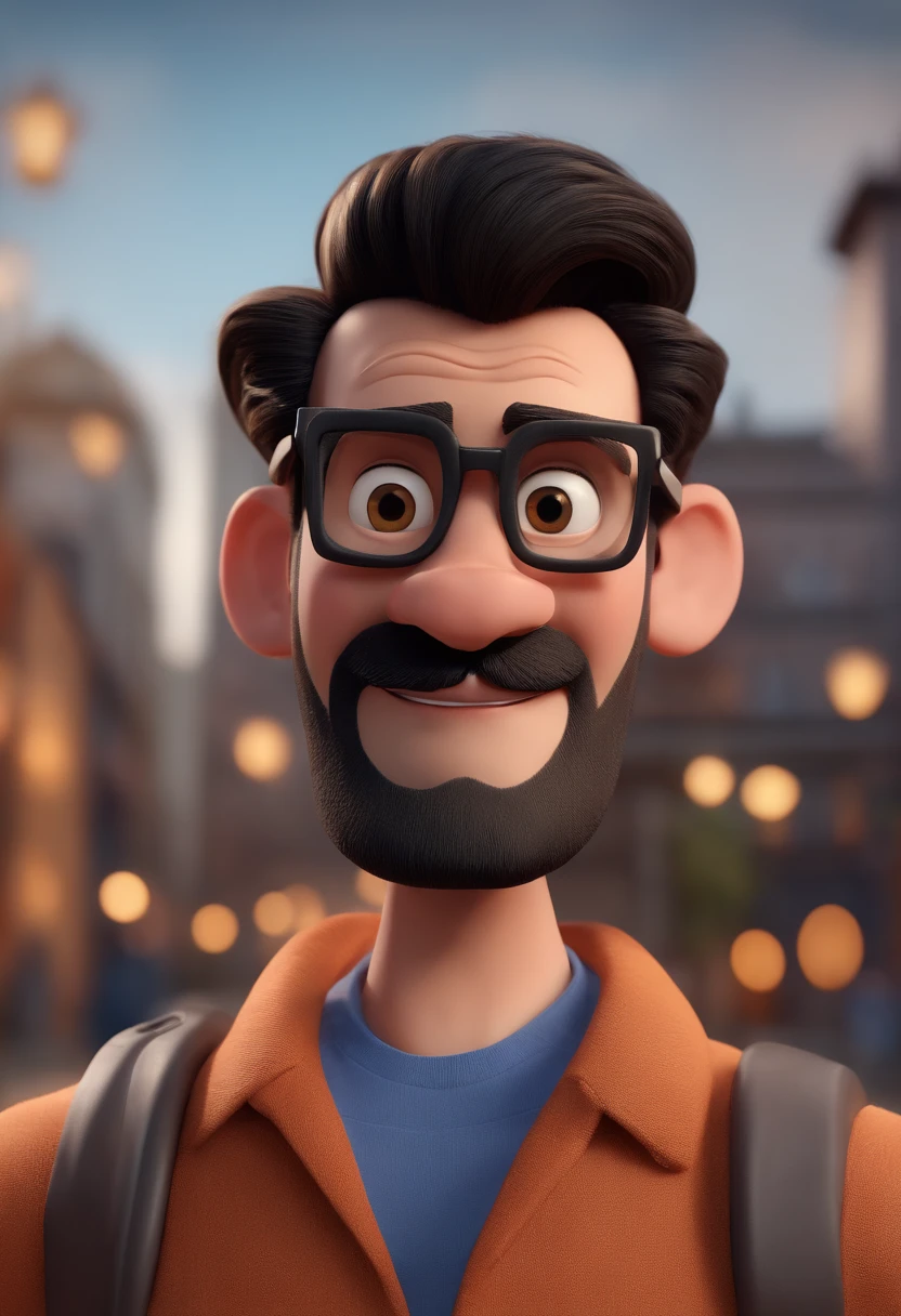 Cartoon character of a man with black glasses and a blue shirt, animation character, Caractere estilizado, animation style rendering, 3D estilizado, Arnold Maya render, 3 d render stylized, toon render keyshot, Personagem 3D, Personagem 3D, 3d rendering stylized, 3 d character render, personagem de desenho animado, Personagem de close up, Pose de personagem, (Estilo Pixar) (master part:1.2) (Bokeh) (best quality) (pele detalhada) (textura detalhada) (8k) (argila) (Cinematic lighting) (foco nítido