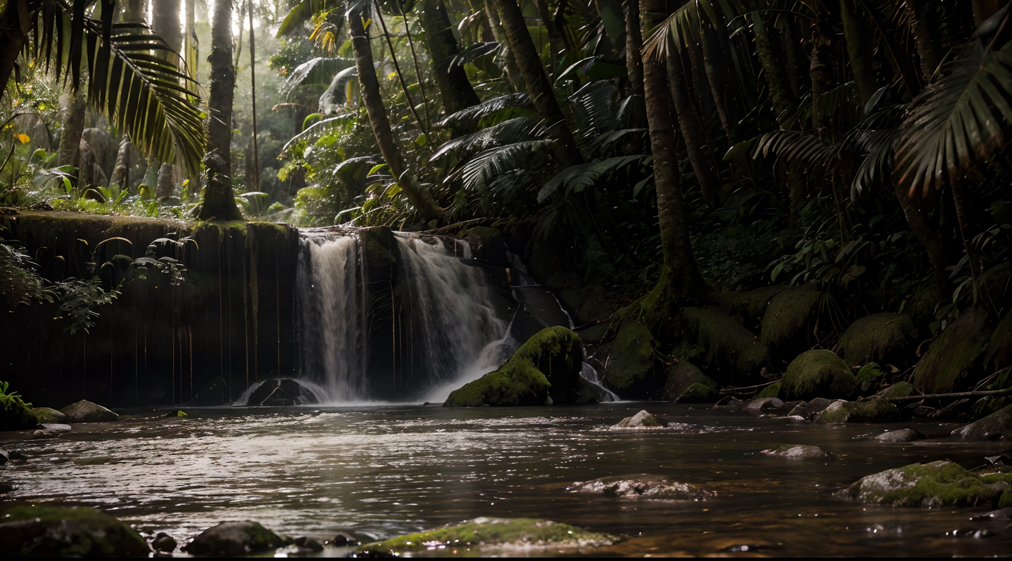 RAW photo of a landscape, small details, photorealistic, ultra-realistic photo, 8k uhd, dslr, soft lighting, high quality, film grain, Fujifilm XT3, (masterpiece), Rainforest,