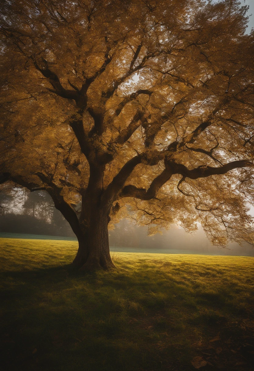 A colorful tree in the dark of the night, no estilo das esferas luminosas, arte conceitual, Joel Robison, Formas fluidas, Imagem UHD, Aquarelas coloridas, Dark emerald and light amber