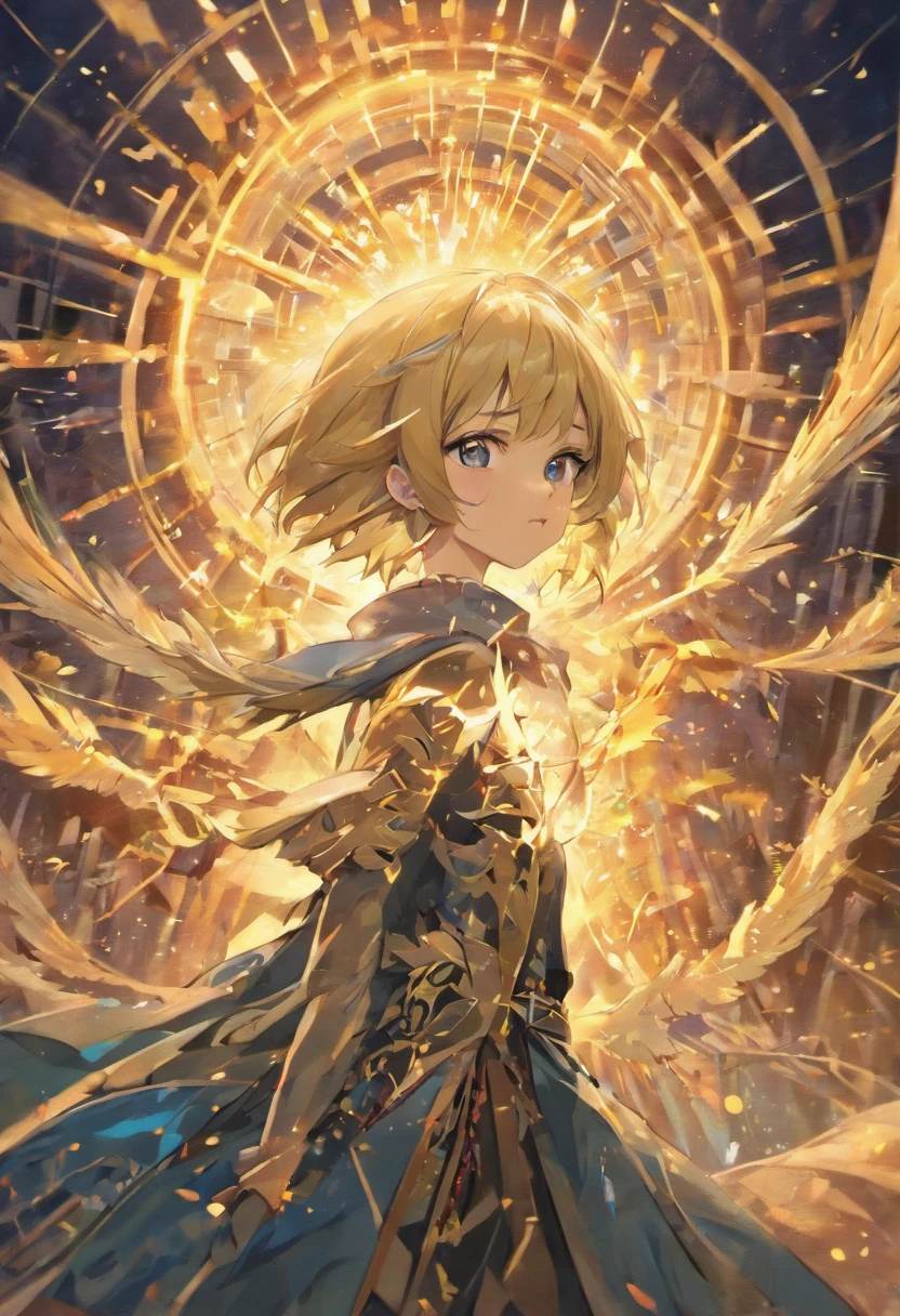 realistic, (masterpiece, top quality, best quality, official art, beautiful and aesthetic:1.2), extremely detailed,fractal art,colorful,highest detailed,zentangle,(abstract background:1.3)
(1boy:1.3), (golden birds),
silver hair, bright eyes,hair slicked back, short hair, black robe,