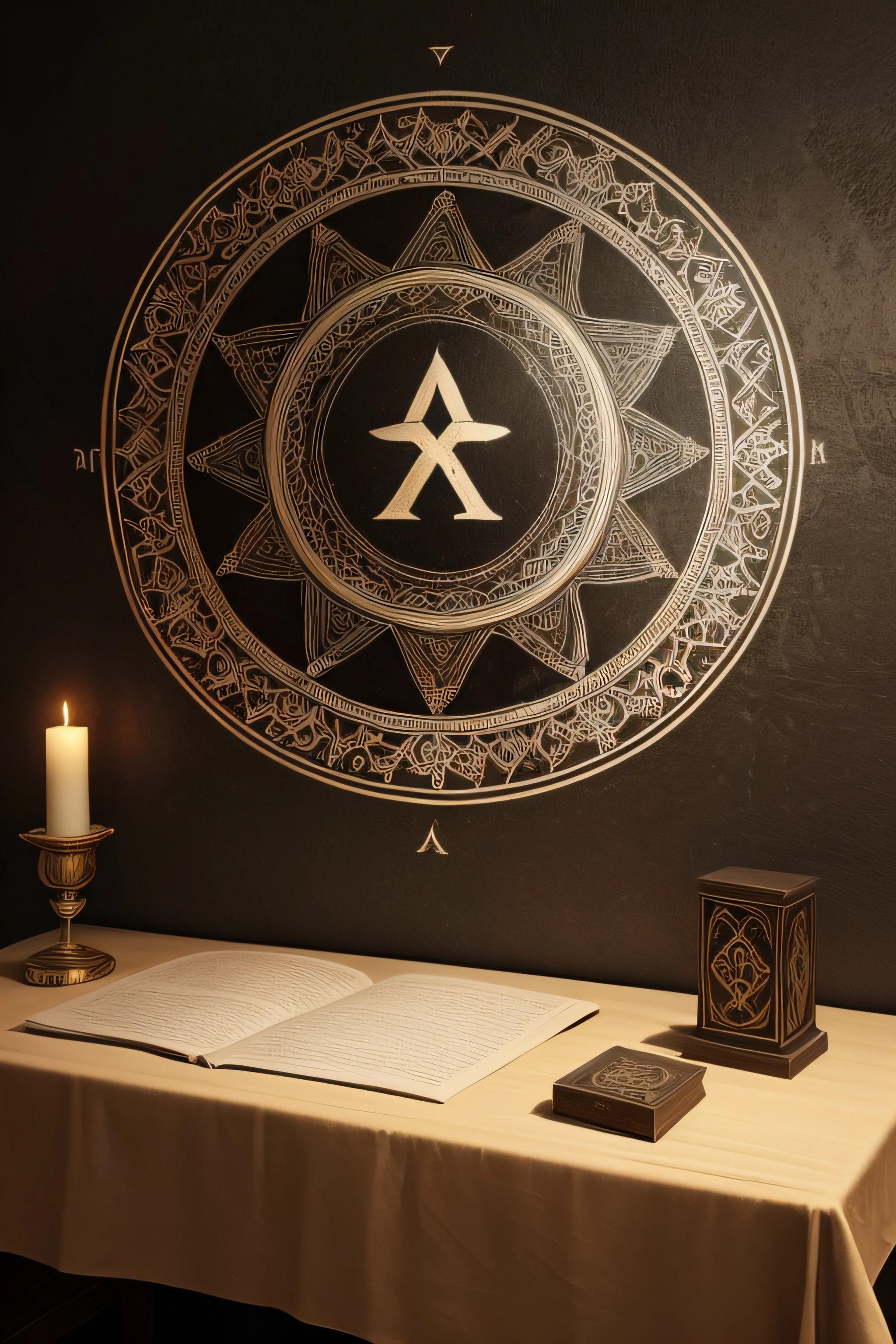 symbols on the wall, runes of black magic, perfect form, mandala
