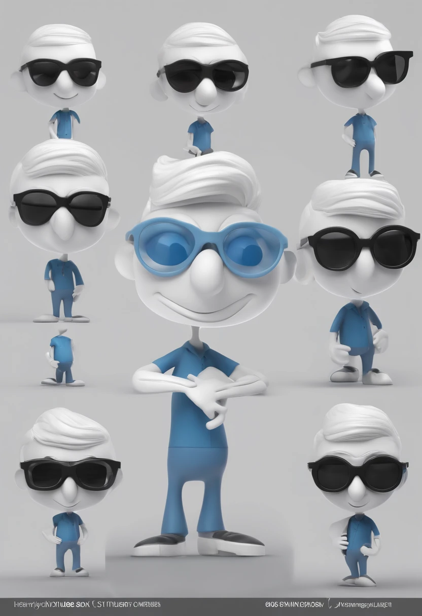 Cartoon character of a man with black glasses and a blue shirt, animation character, Caractere estilizado, animation style rendering, 3D estilizado, Arnold Maya render, 3 d render stylized, toon render keyshot, Personagem 3D, Personagem 3D, 3d rendering stylized, 3 d character render, personagem de desenho animado, Personagem de close up, Pose de personagem,  (Estilo Pixar) (master part:1.2) (Bokeh) (best quality) (pele detalhada) (textura detalhada) (8k) (argila) (Cinematic lighting) (foco nítido