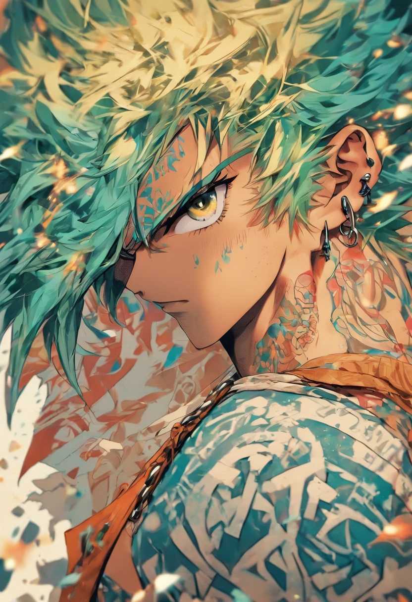 A handsome young man covered in tattoos and muscles,Handsome face
