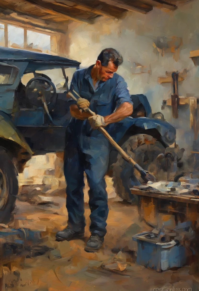 obra prima、qualidade superior、piece、um close-up、com luz brilhante、felicidade、Cool morning sun、(spark:0.7) 、passear、Paisagens dois homens jovens, bonitos trabalhando em um carro em uma garagem, Mechanicalgirl, mechnical, inspect in inventory image, maintenance, advanced technique, editing, automotivo, Directed by: Matias Jama, charismatic young mechanic, ombro na frente pose, Foto de Stock, maintenance photo, conhecimento intenso, trabalho profissional, highly technical, fundo interessante, Shutterstock, Directed by: Oskar Lüthy