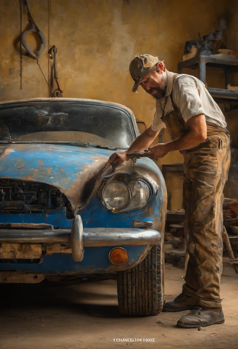 obra prima、qualidade superior、piece、um close-up、com luz brilhante、felicidade、Cool morning sun、(spark:0.7) 、passear、Paisagens dois homens jovens, bonitos trabalhando em um carro em uma garagem, Mechanicalgirl, mechnical, inspect in inventory image, maintenance, advanced technique, editing, automotivo, Directed by: Matias Jama, charismatic young mechanic, ombro na frente pose, Foto de Stock, maintenance photo, conhecimento intenso, trabalho profissional, highly technical, fundo interessante, Shutterstock, Directed by: Oskar Lüthy