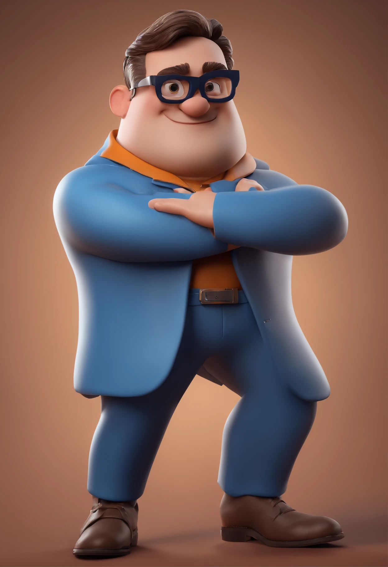 Cartoon character of a man with black glasses and a blue shirt, animation character, Caractere estilizado, animation style rendering, 3D estilizado, Arnold Maya render, 3 d render stylized, toon render keyshot, Personagem 3D, Personagem 3D, 3d rendering stylized, 3 d character render, personagem de desenho animado, Personagem de close up, Pose de personagem,  (Estilo Pixar) (master part:1.2) (Bokeh) (best quality) (pele detalhada) (textura detalhada) (8k) (argila) (Cinematic lighting) (foco nítido