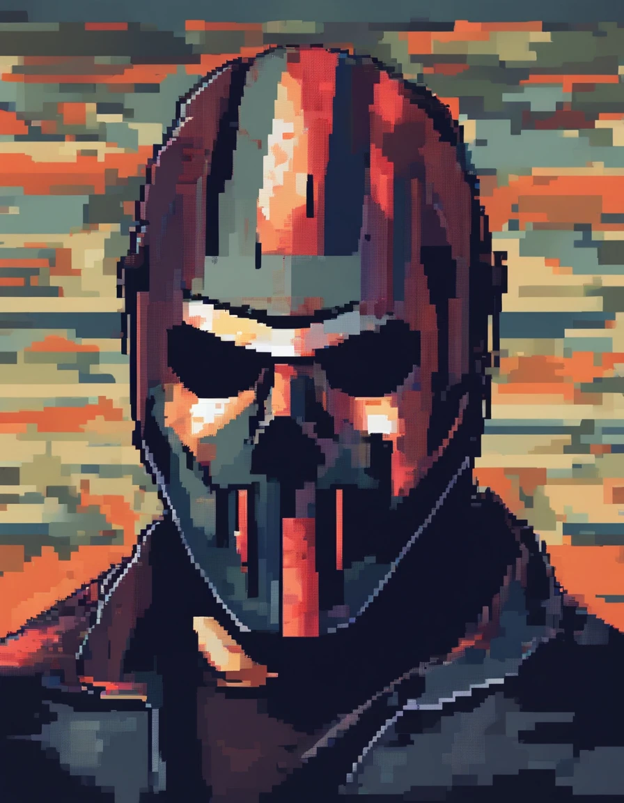 "(best quality,highres:1.2),(realistic:1.37),pixelated representation,pixel art:1.1,Jason Voorhees character, iconic hockey mask,bloody machete,dark and terrifying atmosphere,nighttime scene,horror genre,ominous lighting,menacing pose,details of the mask,cracked and weathered texture,intense gaze,ominous shadows,slasher villain,gritty and gritty style,campground background,concealing the face of Jason,ominous expression,sharp and jagged lines,low-polygon art,retro video game style,dark color palette,foreboding presence"