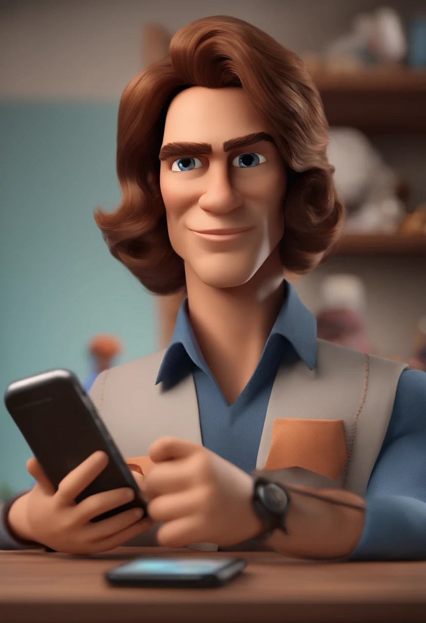 Personagem de desenho animado de um homem gordo de 42 anos usando camisa preta escrito @nextactions, holding an iPhone and photographing his collection of superhero dolls , um personagem animado, Caractere estilizado, animation style rendering, 3D estilizado, Arnold Maya render, 3 d render stylized, toon render keyshot, Personagem 3D, Personagem 3D, 3d rendering stylized, 3 d character render, personagem de desenho animado, Personagem de close up, Pose de personagem, (Estilo Pixar) (master part:1.2) (Bokeh) (best quality) (pele detalhada) (textura detalhada) (8k) (argila) (Cinematic lighting) (foco nítido,Senta e vaza a parte superior do corpo