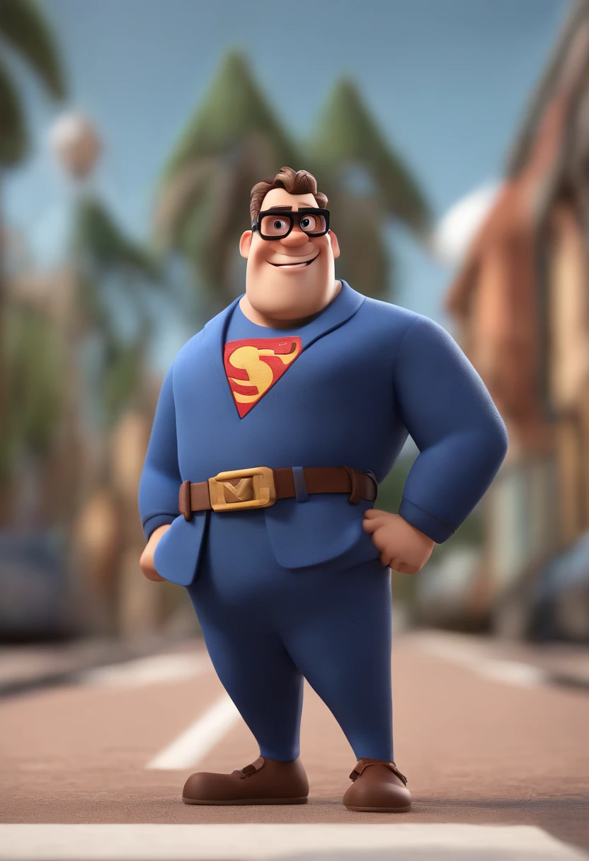 Cartoon character of a man wearing black glasses and a blue shirt, um personagem animado, Caractere estilizado, animation style rendering, 3D estilizado, Arnold Maya render, 3 d render stylized, toon render keyshot, Personagem 3D, Personagem 3D, 3d rendering stylized, 3 d character render, personagem de desenho animado, Personagem de close up, Pose de personagem, (Estilo Pixar) (master part:1.2) (Bokeh) (best quality) (pele detalhada) (textura detalhada) (8k) (argila) (Cinematic lighting) (foco nítido，Senta e vaza a parte superior do corpo