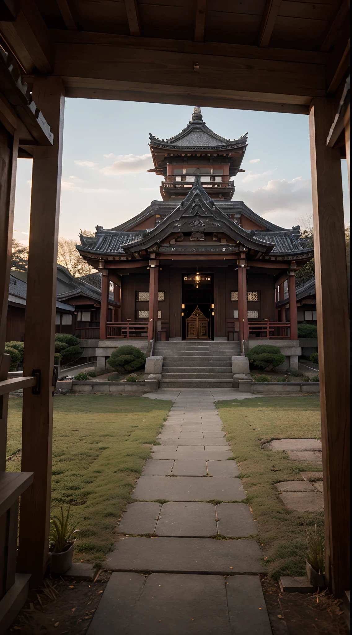 RAW photo of a landscape, small details, photorealistic, ultra-realistic photo, 8k uhd, dslr, soft lighting, high quality, film grain, Fujifilm XT3, (masterpiece), Japanese temple,