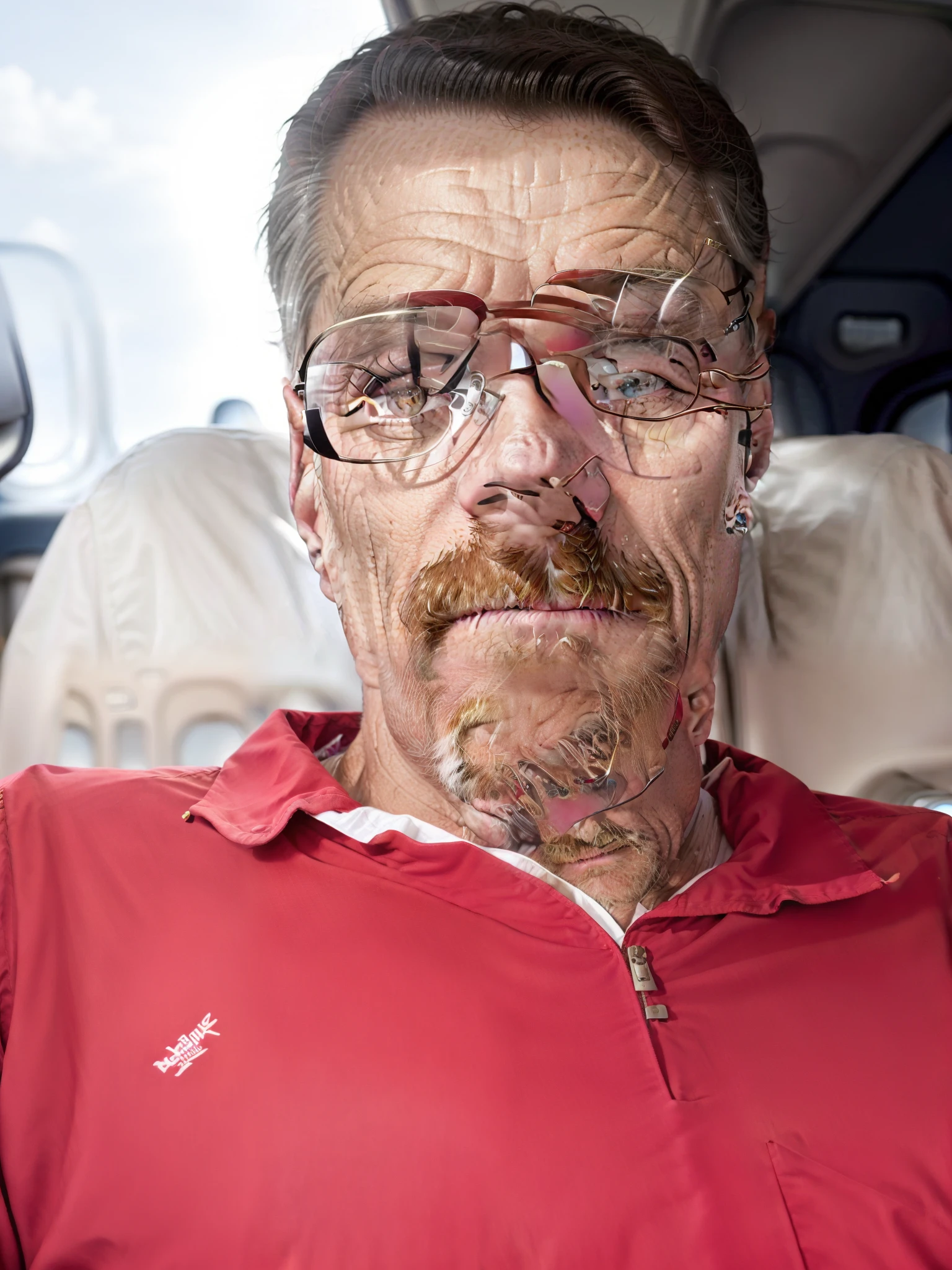 Man in red shirt and glasses sitting on an airplane, Homens de 45 anos, Homem de 4 0 anos, selfie de um homem, foto de um homem branco de 50 anos, Homem de 5 0 anos, david rios ferreira, cerca de 3 5 anos, 38 anos, taken in the early 2020s