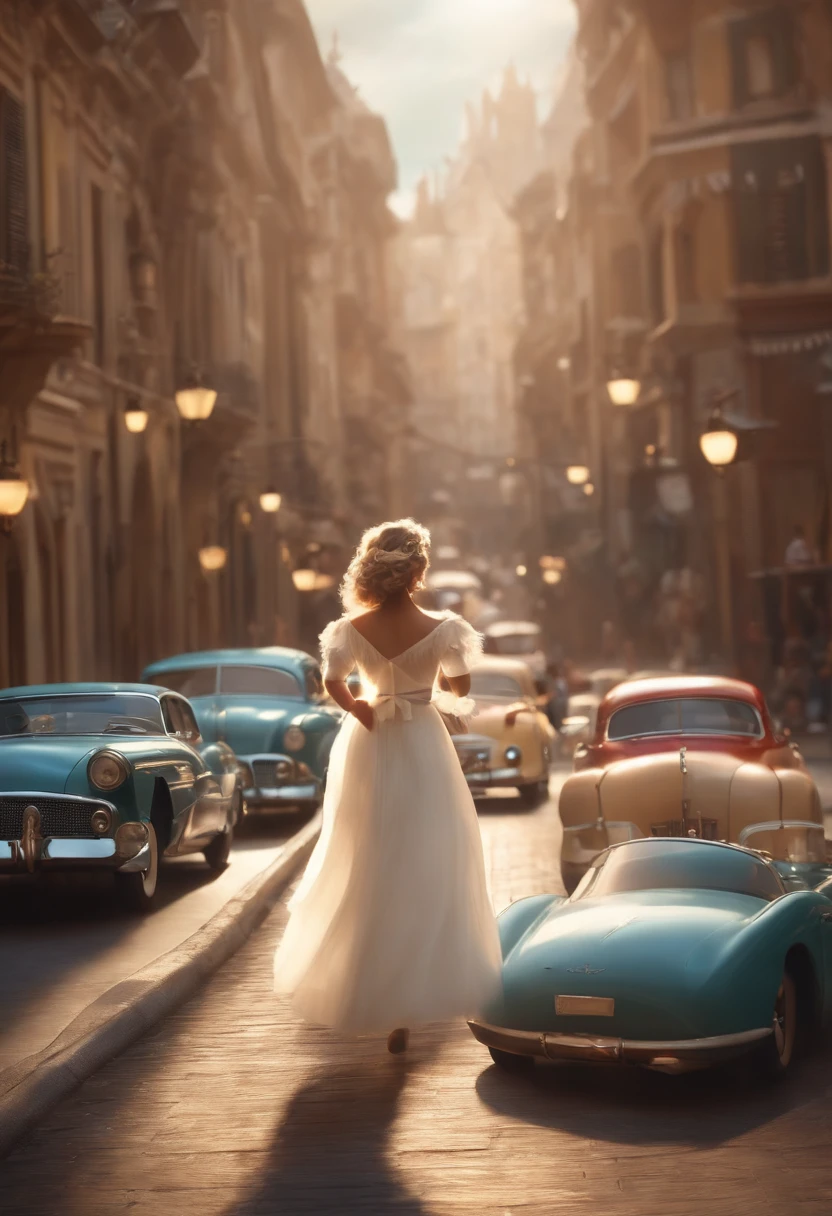 "(best quality,ultra-detalhado,Realistic:1.37),3D rendering,illustration,design de personagens,cabelos curtos e cacheados escuros,belos olhos detalhados,wearing white glasses,Estilo Pixar,morena mulher,Dancing on the Disney stage,atmosfera animada,vivid colors,luzes de palco,expression joyful"