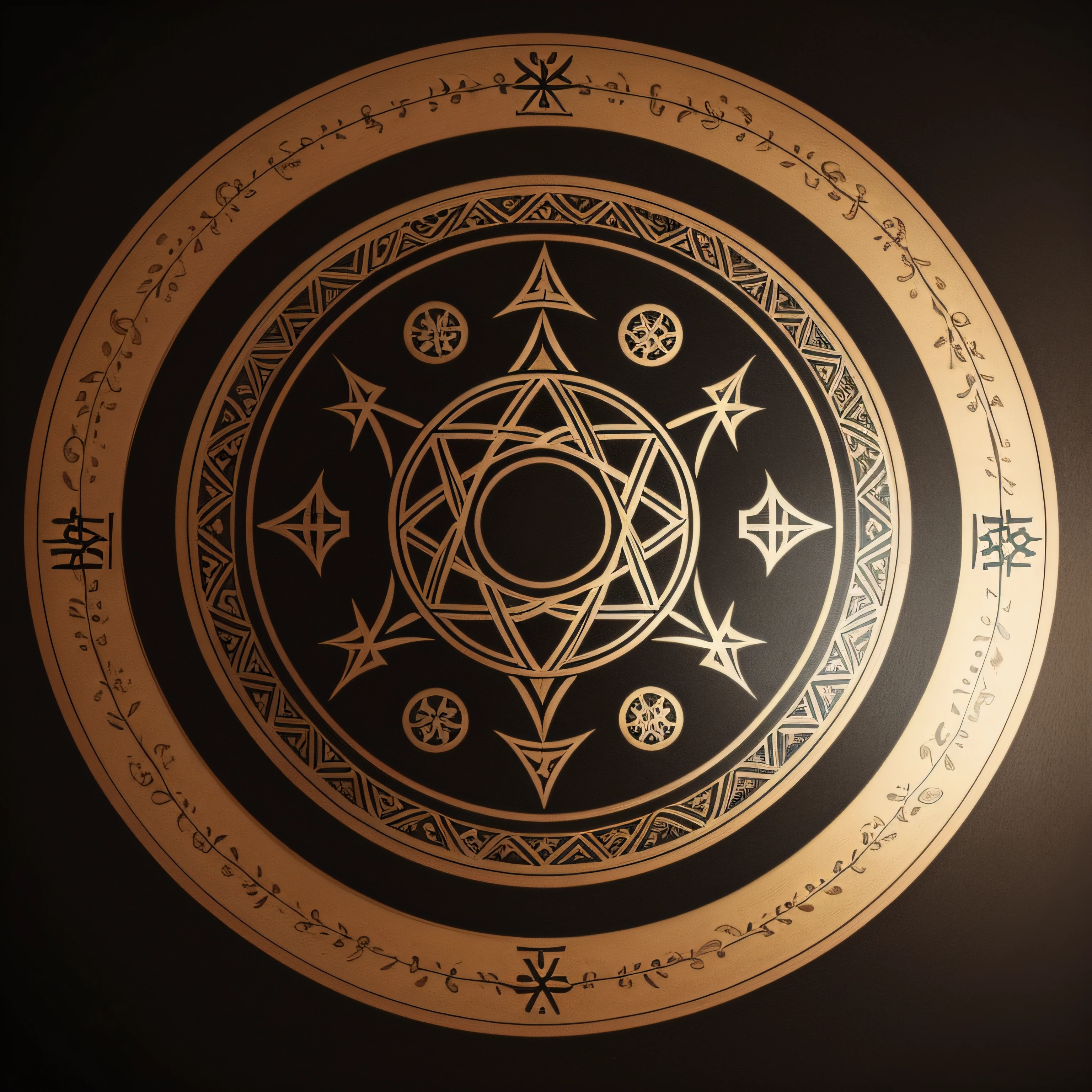 symbols on the wall, runes of black magic, perfect form, mandala