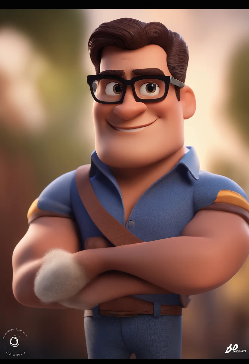 Cartoon character of a man with black glasses and a blue shirt, animation character, Caractere estilizado, animation style rendering, 3D estilizado, Arnold Maya render, 3 d render stylized, toon render keyshot, Personagem 3D, Personagem 3D, 3d rendering stylized, 3 d character render, personagem de desenho animado, Personagem de close up, Pose de personagem, (Estilo Pixar) (master part:1.2) (Bokeh) (best quality) (pele detalhada) (textura detalhada) (8k) (argila) (Cinematic lighting) (foco nítido