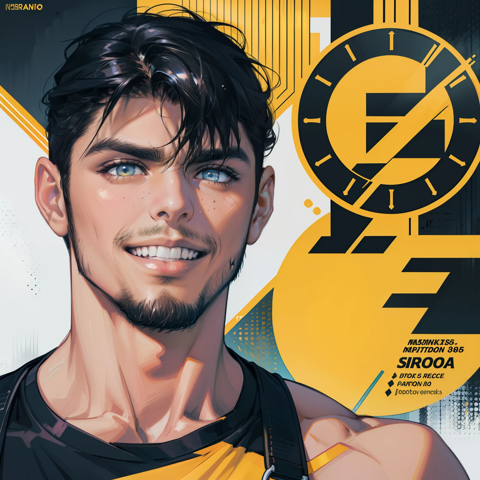 best quality,masterpaintings,Ultra-high resolution fills the image,A gym with a black and yellow color scheme,Esquema de cores de fundo preto e amarelo interno noturno,neon lights,Sports Trends,Um macho,one muscle,corpo tonificado,idolmaster,roupa desportiva preta,Matching liquid color clothing,Antecedentes complicados,Instrumentos de peso em segundo plano,Tela de alta tecnologia em segundo plano,Equipamentos esportivos,Face lateral,A smug smile,Vista-se menos,There are fitness elements on the back,Marca Nike,Technological gymnasium,rosto perfeito,Qualidade 8k,Cyberpunk,sense of science and technology,Character backlighting,luz de aro,Movement changes,estilo de cabelo curto,Penteado solto,cabelos prateados,The number of fingers is refined,Use an electronic digital clock,Fones de ouvido esportivos,O menino mais bonito da humanidade,tingir o cabelo,Close-up delicado do rosto,Qualidade de imagem realista,super luz e sombra,Figura muito boa,Neon English slogan,Luzes de pista,The brand name is(PERTO DO FIT.),menino bonito,20 anos,Handsome,entrada de corpo inteiro tatuado