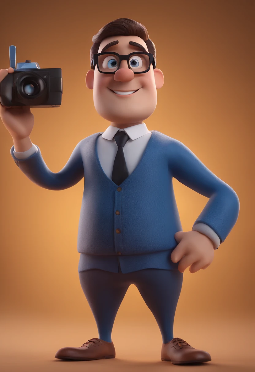 Cartoon character of a man with black glasses and a blue shirt, animation character, Caractere estilizado, animation style rendering, 3D estilizado, Arnold Maya render, 3 d render stylized, toon render keyshot, Personagem 3D, Personagem 3D, 3d rendering stylized, 3 d character render, personagem de desenho animado, Personagem de close up, Pose de personagem, (Estilo Pixar) (master part:1.2) (Bokeh) (best quality) (pele detalhada) (textura detalhada) (8k) (argila) (Cinematic lighting) (foco nítido