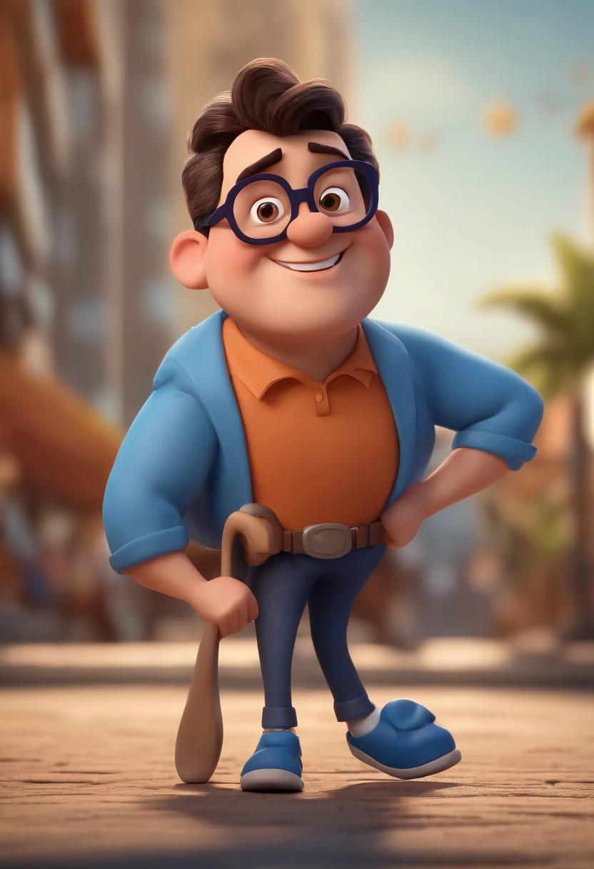 Cartoon character of a man with black glasses and a blue shirt, animation character, Caractere estilizado, animation style rendering, 3D estilizado, Arnold Maya render, 3 d render stylized, toon render keyshot, Personagem 3D, Personagem 3D, 3d rendering stylized, 3 d character render, personagem de desenho animado, Personagem de close up, Pose de personagem,  (Estilo Pixar) (master part:1.2) (Bokeh) (best quality) (pele detalhada) (textura detalhada) (8k) (argila) (Cinematic lighting) (foco nítido