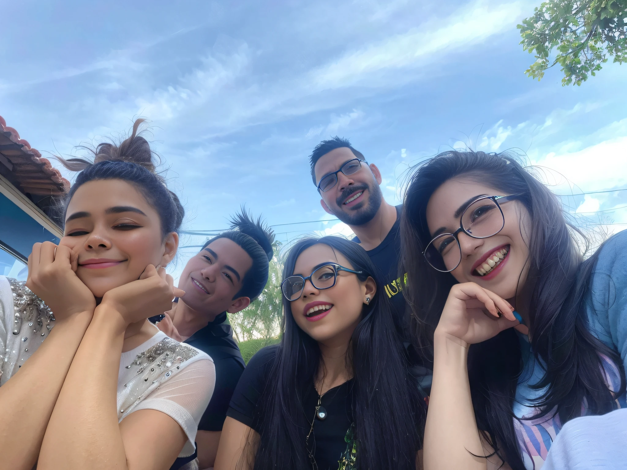 there are many people that are posing for a picture together, foto de grupo, foto do perfil, uma imagem, foto de perfil, em um dia ensolarado, Fotografia tirada em 2 0 2 0, Imagem, divertindo-se, imagem de perfil, em um dia brilhante, non blurry, In the background, having a time of our un-life, ligeiramente sorridente