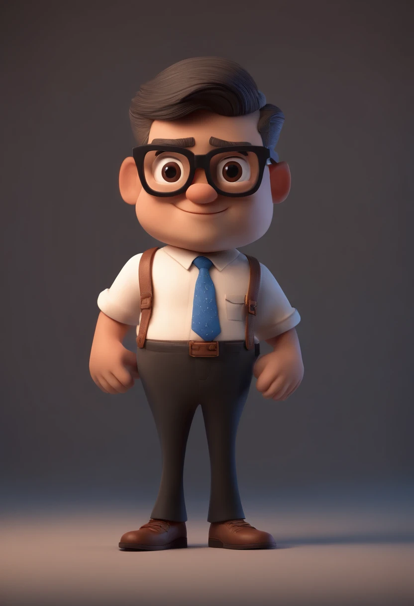 Cartoon character of a boy with black glasses and a black shirt, animation character, Caractere estilizado, animation style rendering, 3D estilizado, Arnold Maya render, 3 d render stylized, toon render keyshot, Personagem 3D, Personagem 3D, 3d rendering stylized, 3 d character render, personagem de desenho animado, Personagem de close up, Pose de personagem, (Estilo Pixar) (master part:1.2) (Bokeh) (best quality) (pele detalhada) (textura detalhada) (8k) (argila) (Cinematic lighting) (foco nítido