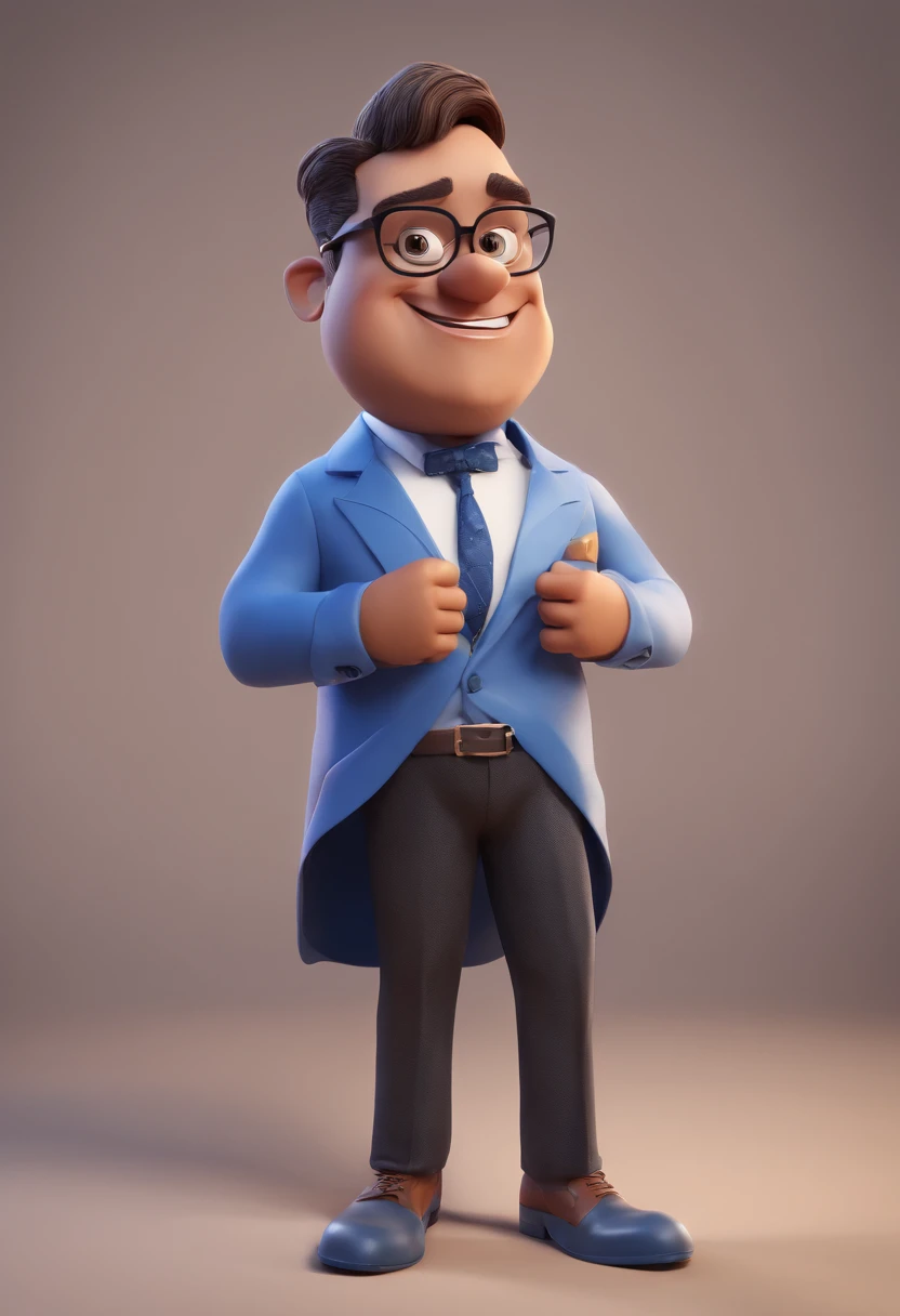 Cartoon character of a man with black glasses and a blue shirt, animation character, Caractere estilizado, animation style rendering, 3D estilizado, Arnold Maya render, 3 d render stylized, toon render keyshot, Personagem 3D, Personagem 3D, 3d rendering stylized, 3 d character render, personagem de desenho animado, Personagem de close up, Pose de personagem, (Estilo Pixar) (master part:1.2) (Bokeh) (best quality) (pele detalhada) (textura detalhada) (8k) (argila) (Cinematic lighting) (foco nítido