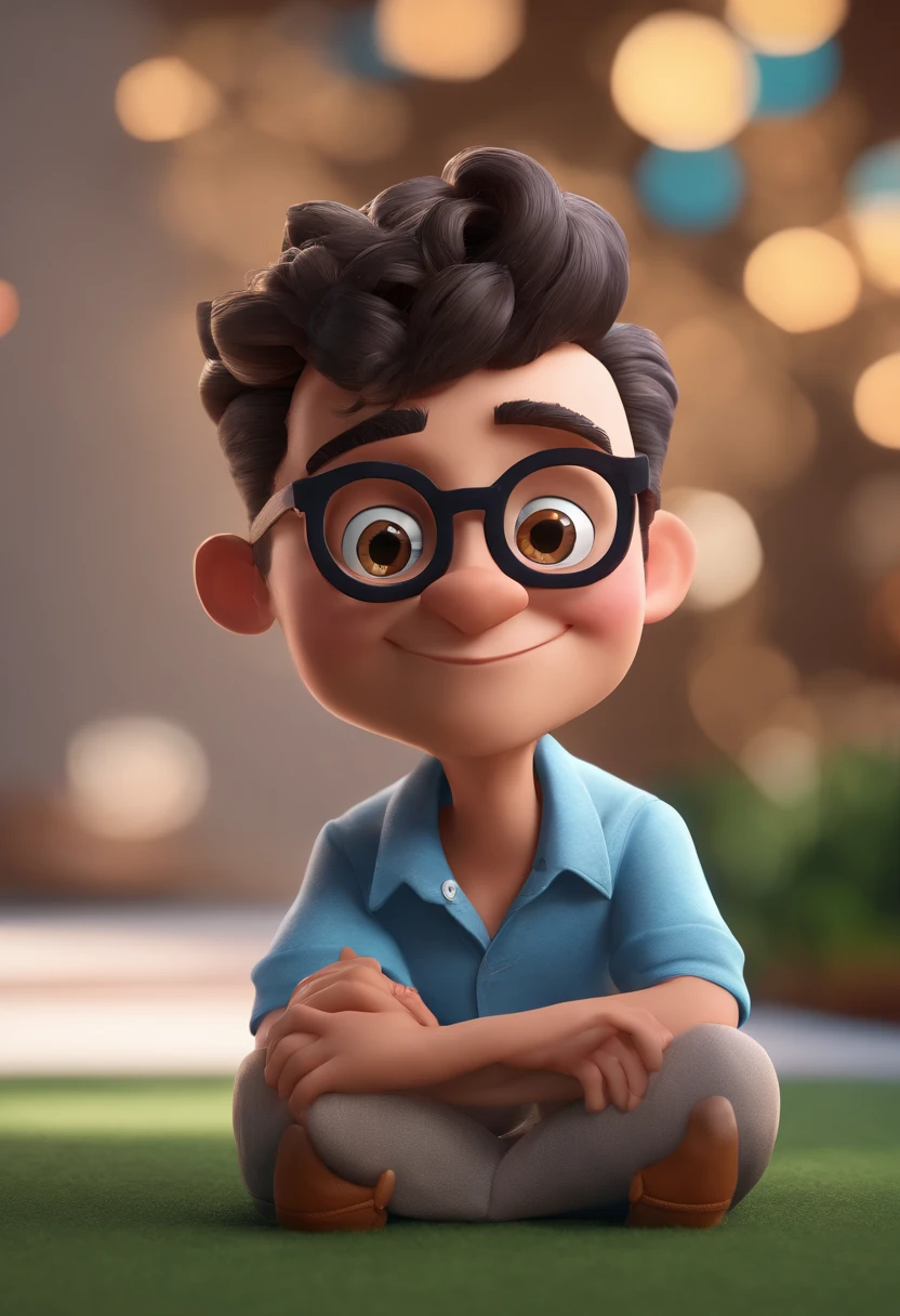 Cartoon character of a man with black glasses and a blue shirt, animation character, Caractere estilizado, animation style rendering, 3D estilizado, Arnold Maya render, 3 d render stylized, toon render keyshot, Personagem 3D, Personagem 3D, 3d rendering stylized, 3 d character render, personagem de desenho animado, Personagem de close up, Pose de personagem, (Estilo Pixar) (master part:1.2) (Bokeh) (best quality) (pele detalhada) (textura detalhada) (8k) (argila) (Cinematic lighting) (foco nítido