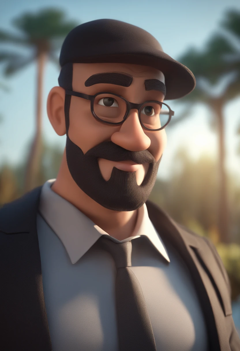Cartoon character of a man with black glasses and beard and a black shirt, animation character, Caractere estilizado, animation style rendering, 3D estilizado, Arnold Maya render, 3 d render stylized, toon render keyshot, Personagem 3D, Personagem 3D, 3d rendering stylized, 3 d character render, personagem de desenho animado, Personagem de close up, Pose de personagem,  (Estilo Pixar) (master part:1.2) (Bokeh) (best quality) (pele detalhada) (textura detalhada) (8k) (argila) (Cinematic lighting) (foco nítido