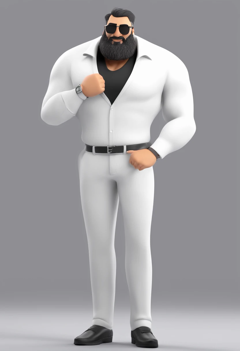 Cartoon character of a man with black glasses and beard and a black shirt, animation character, Caractere estilizado, animation style rendering, 3D estilizado, Arnold Maya render, 3 d render stylized, toon render keyshot, Personagem 3D, Personagem 3D, 3d rendering stylized, 3 d character render, personagem de desenho animado, Personagem de close up, Pose de personagem,  (Estilo Pixar) (master part:1.2) (Bokeh) (best quality) (pele detalhada) (textura detalhada) (8k) (argila) (Cinematic lighting) (foco nítido