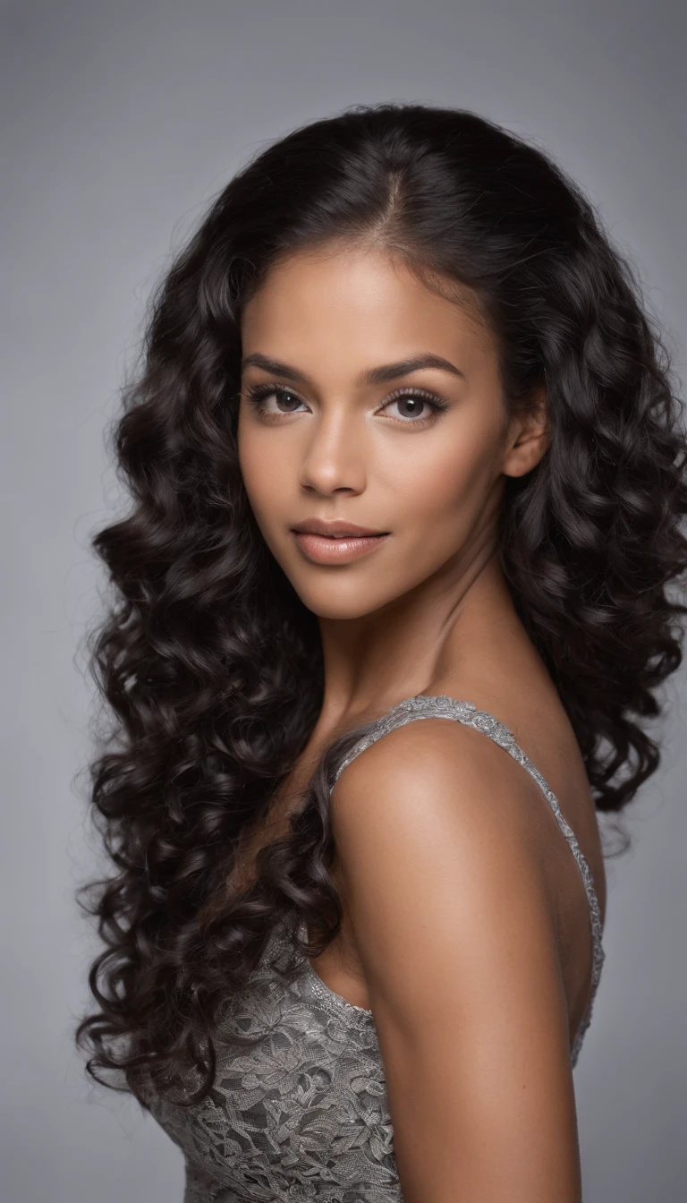 A beautiful and amazing black Brazilian woman，Portrait of the upper body，Kostenlose Locken, schwarzes lockiges Haar, (dunkles, Shorter, lockiges Haar), Wildes schwarzes langes lockiges Haar, Multiversales Haar, Brasilianisch, Kurzes schwarzes lockiges Haar, Lockiges schwarzes Haar, Locken, welliges Haar ausgebreitet, Barocke Locken, Locken, Lockig, Helles, lockiges Haar, Haarstruktur, lockiger Pony full body pic sexy bikini