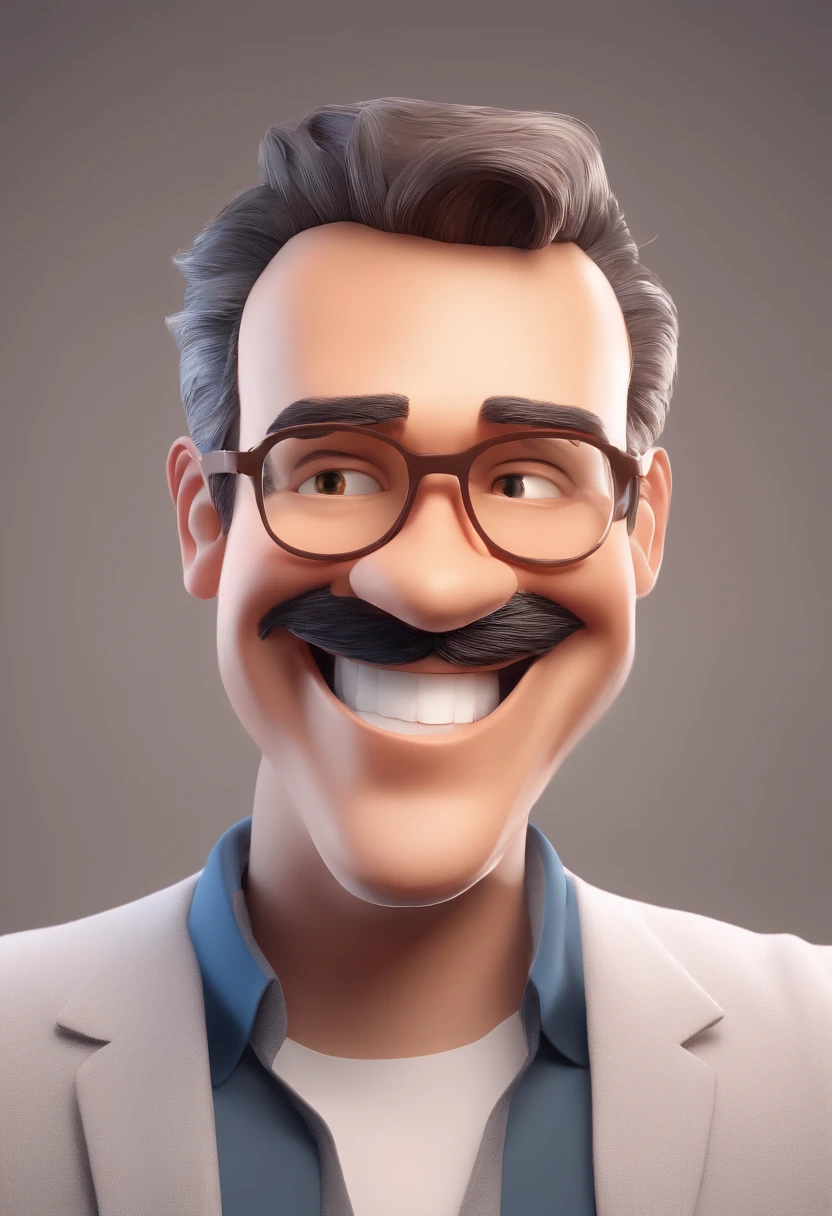 Smiling Man Illustration, sorriso insano, Homem de pele marrom com um sorriso gigante, happily smiling at the camera, sorriso atrevido, he's smiling, sorriso muito grande, Macho sorridente, foto de perfil headshot, rindo sorriso enorme, desenhando no estilo de Arte 3D, c4d, fundo de cor branco puro, estilo disney, estilo pixar render ilustracao Super Detalhe, 8k