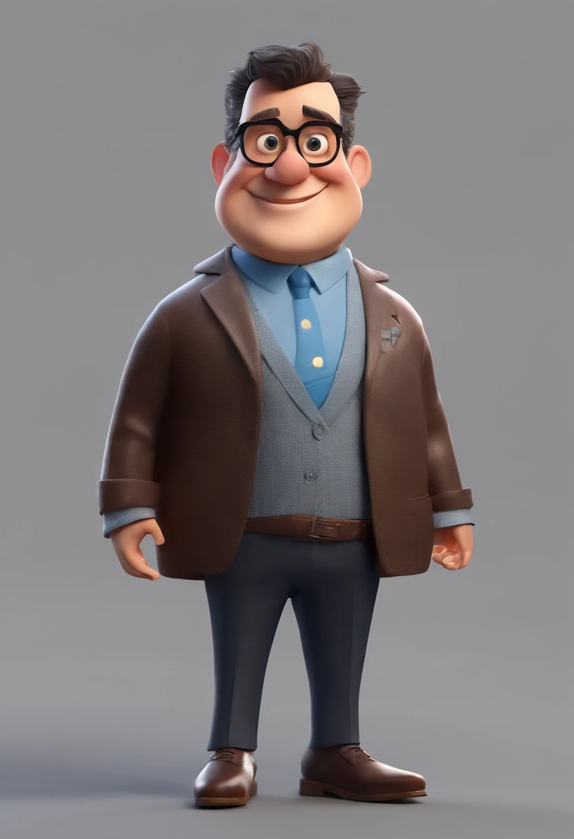 Cartoon character of a man with black glasses and a blue shirt, animation character, Caractere estilizado, animation style rendering, 3D estilizado, Arnold Maya render, 3 d render stylized, toon render keyshot, Personagem 3D, Personagem 3D, 3d rendering stylized, 3 d character render, personagem de desenho animado, Personagem de close up, Pose de personagem,  (Estilo Pixar) (master part:1.2) (Bokeh) (best quality) (pele detalhada) (textura detalhada) (8k) (argila) (Cinematic lighting) (foco nítido