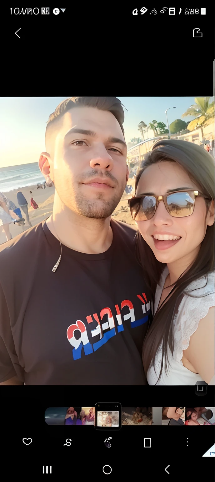 Um casal, homem de barba e mulher cabelo liso e pele escuram formato disney pixel