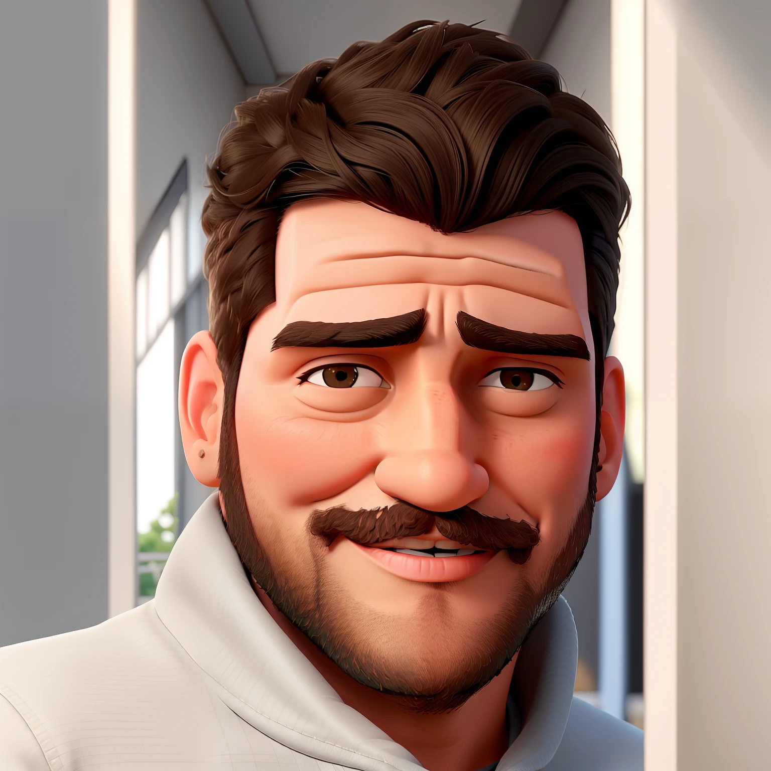 Imagem modo Pixar de um homem com barba e jaqueta preta, Profile Picture: Headshot, Aykut Aydogdu, uma foto de um homem, foto de um homem, photo shot in the head, foto de zoom detalhada, head shoot, Foto de perfil, foto de perfil profissional, Cristiano Orrillo, 3/4 perfil, david rios ferreira, 3 2 - ano - homem de idade, Reddit post working in office on a laptop
