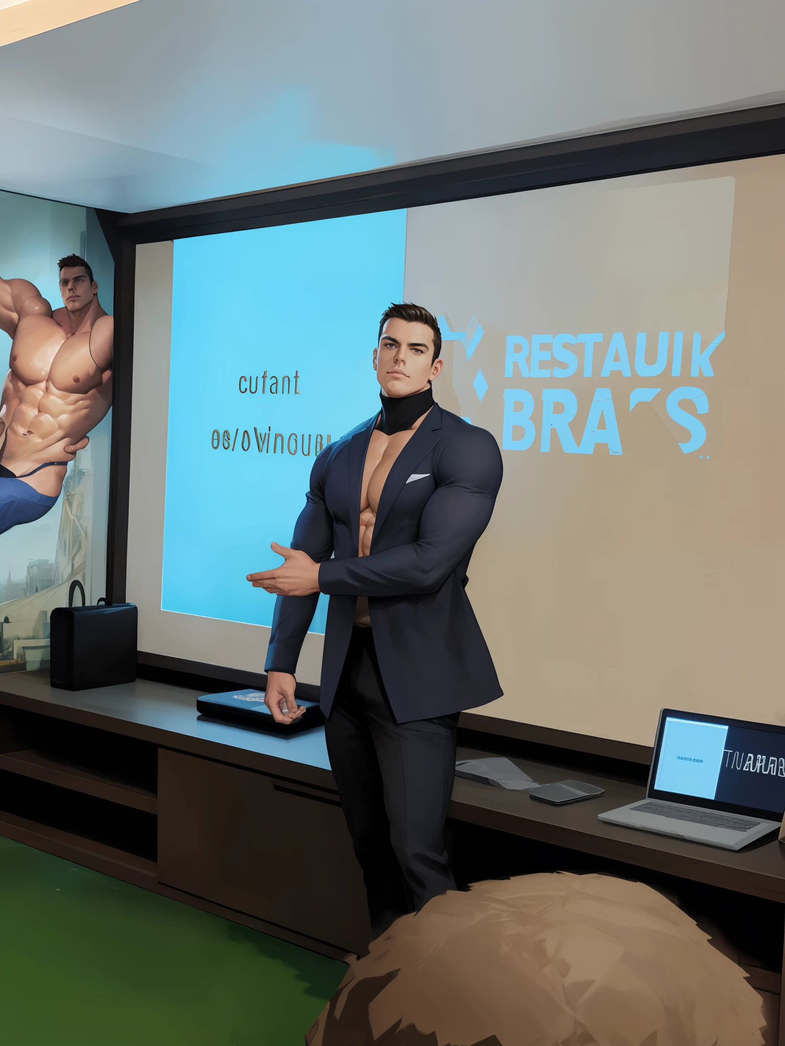 masterpiece, best quality, realistic, 1man, mature male, wide muscular body, broad shoulders, handsome, (very short hair:1.4), [[thick eyebrows]], angular jaw, extremely detailed eyes, tilting head, relaxed lips, big arms, perfect face, modern urban style, scenery, long sleeves, oversized shirt, Muffler, winter