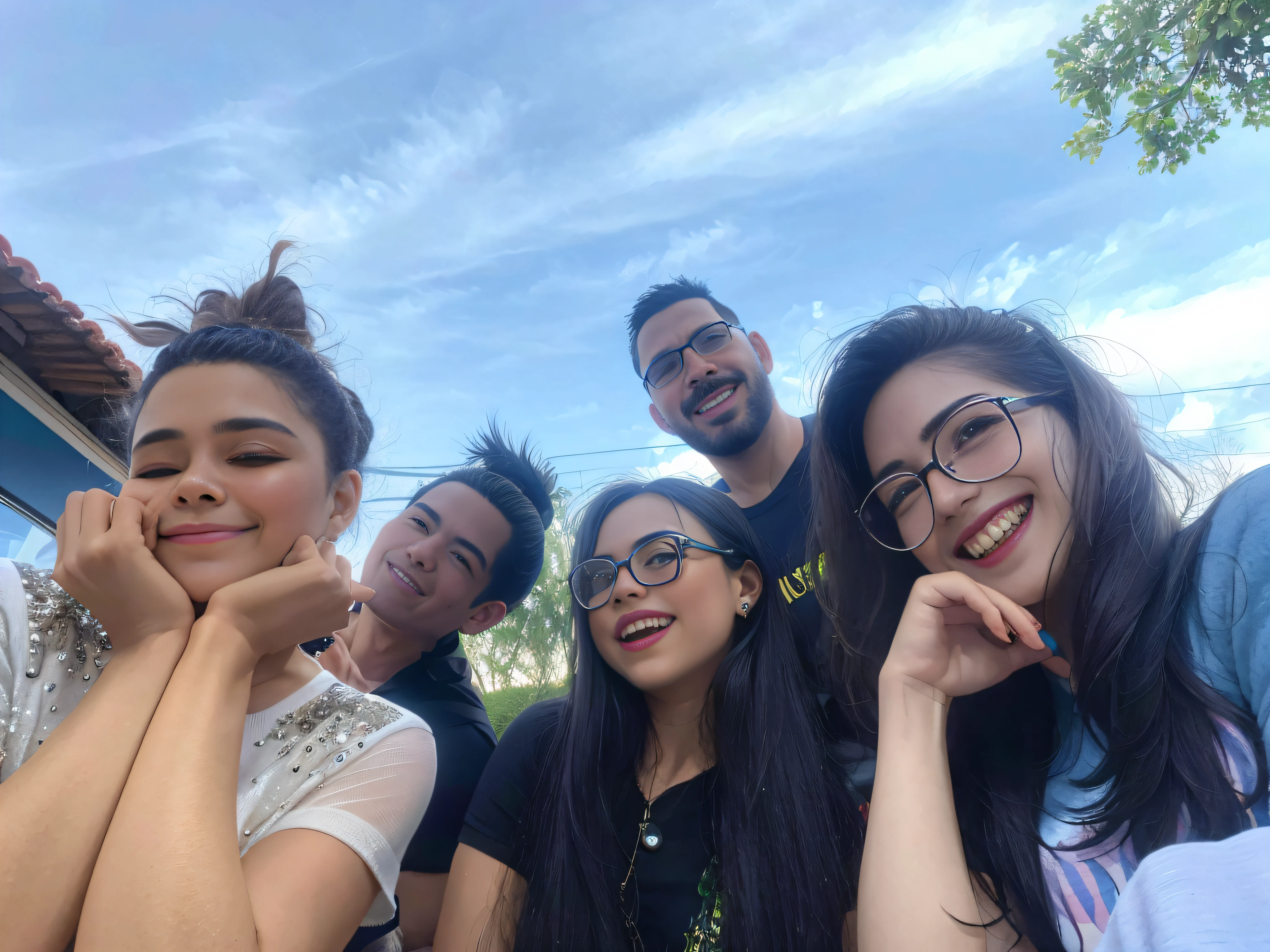 there are many people that are posing for a picture together, foto de grupo, foto do perfil, uma imagem, foto de perfil, em um dia ensolarado, Fotografia tirada em 2 0 2 0, Imagem, divertindo-se, imagem de perfil, em um dia brilhante, non blurry, In the background, having a time of our un-life, ligeiramente sorridente