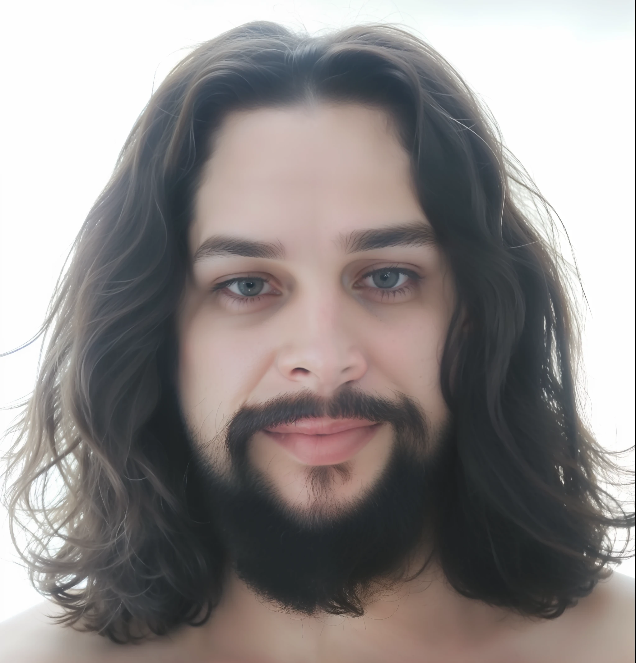 Homem de cabelos longos e barba posando para uma foto, sem barba, com uma barba pequena, sem barba e bigode, sem barba, 3 2 anos, barba natural, mid long hair, 2 8 anos, Similares a Hagrid, cerca de 3 5 anos, 2 9 anos, foto de perfil headshot, barbado, Postagem no Reddit