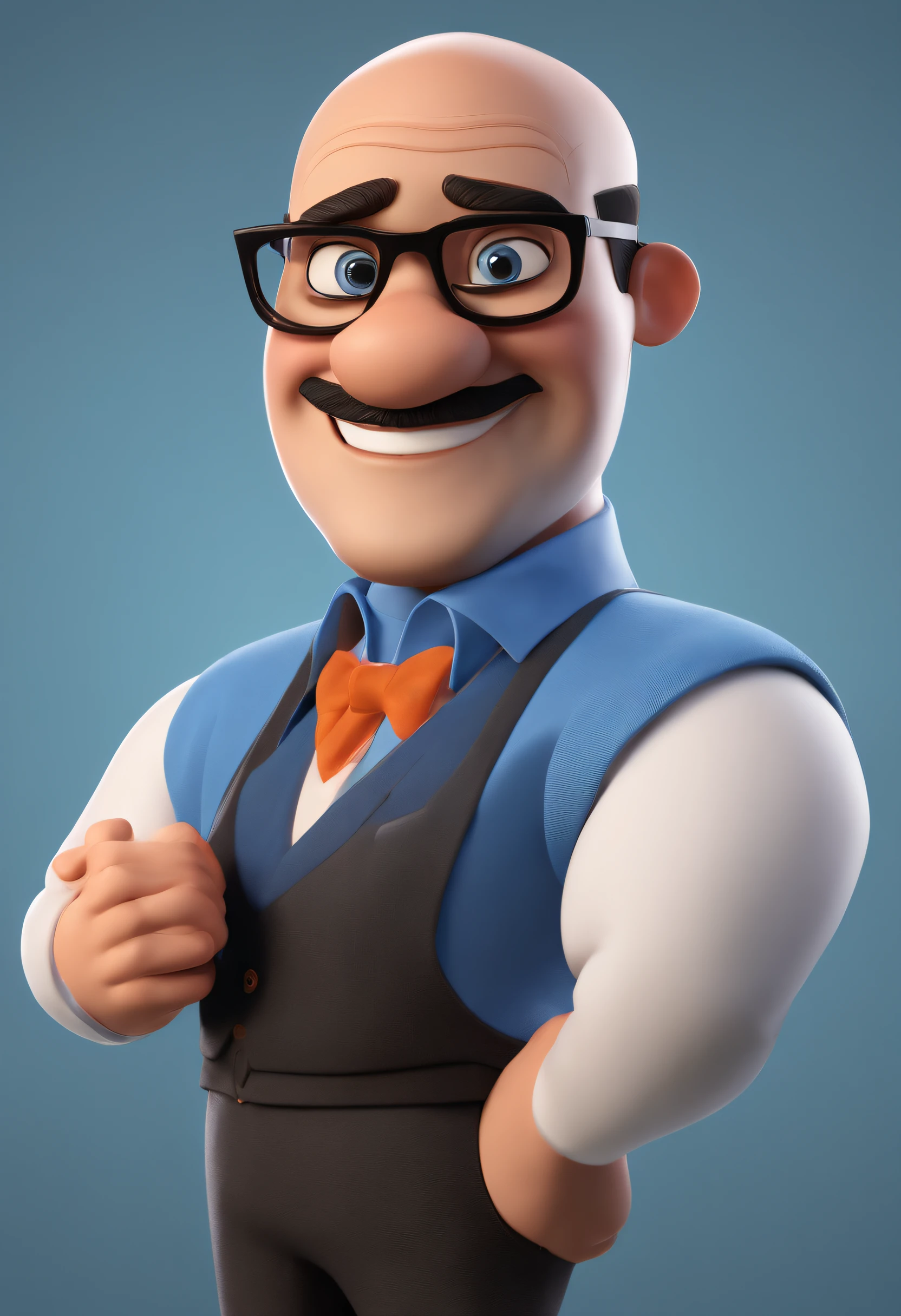 Cartoon character of a man with black glasses and a blue shirt, animation character, Caractere estilizado, animation style rendering, 3D estilizado, Arnold Maya render, 3 d render stylized, toon render keyshot, Personagem 3D, Personagem 3D, 3d rendering stylized, 3 d character render, personagem de desenho animado, Personagem de close up, Pose de personagem, (Estilo Pixar) (master part:1.2) (Bokeh) (best quality) (pele detalhada) (textura detalhada) (8k) (argila) (Cinematic lighting) (foco nítido