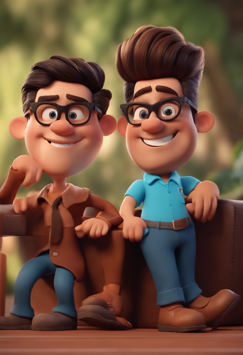 Cartoon character of a man with black glasses and a blue shirt, animation character, Caractere estilizado, animation style rendering, 3D estilizado, Arnold Maya render, 3 d render stylized, toon render keyshot, Personagem 3D, Personagem 3D, 3d rendering stylized, 3 d character render, personagem de desenho animado, Personagem de close up, Pose de personagem,  (Estilo Pixar) (master part:1.2) (Bokeh) (best quality) (pele detalhada) (textura detalhada) (8k) (argila) (Cinematic lighting) (foco nítido
