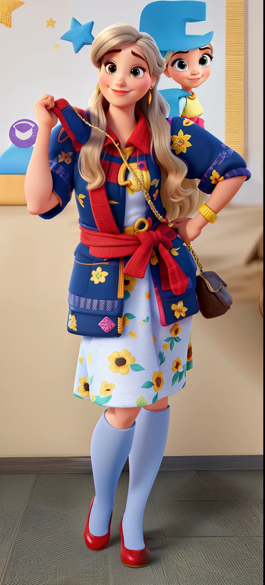 Uma mulher linda e loira estilo disney pixar, alta qualidade, melhor qualidade