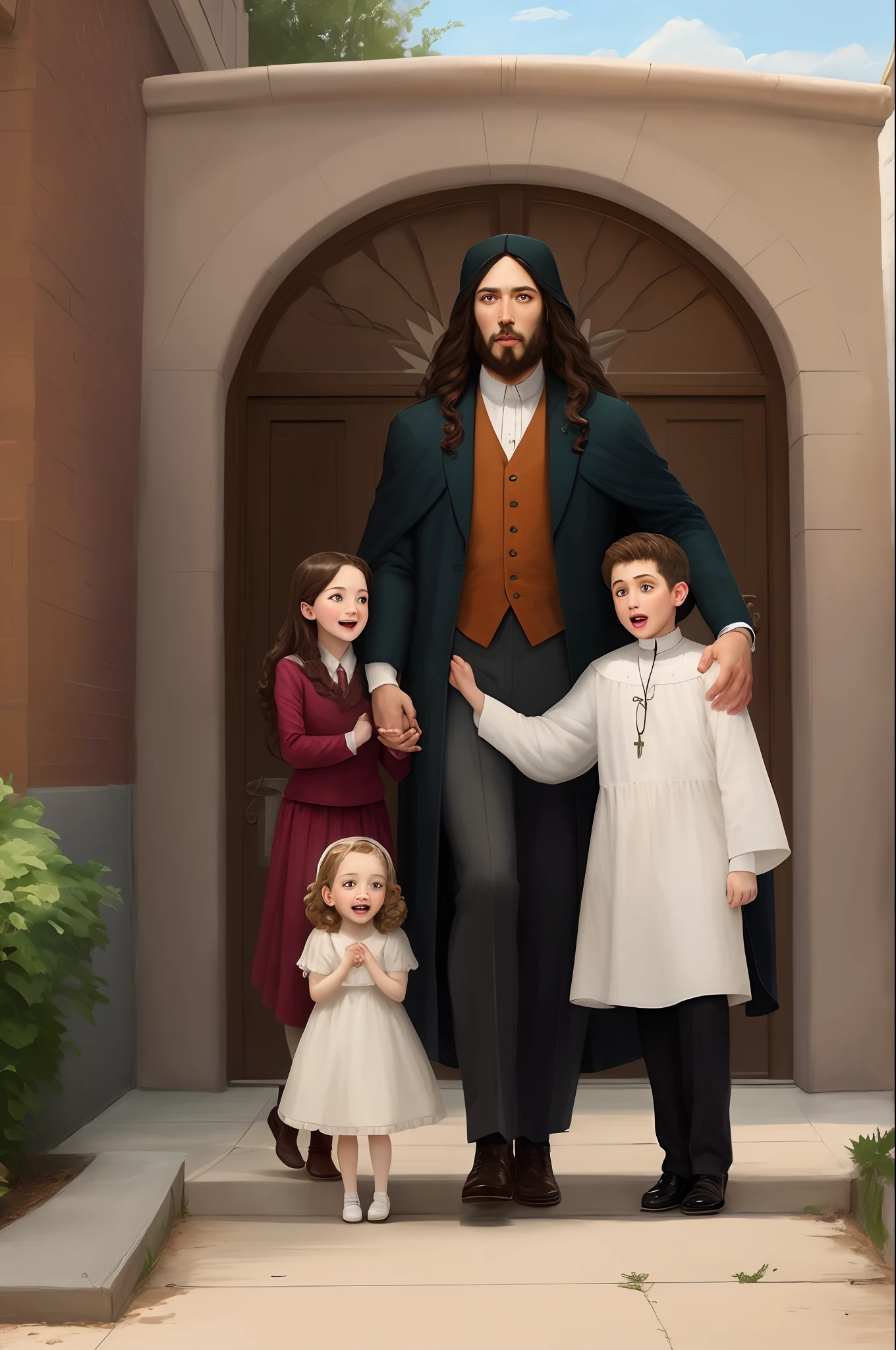 Imagine Jesus Christ with children from The Church of Jesus Christ of Latter-day Saints as a Disney animation