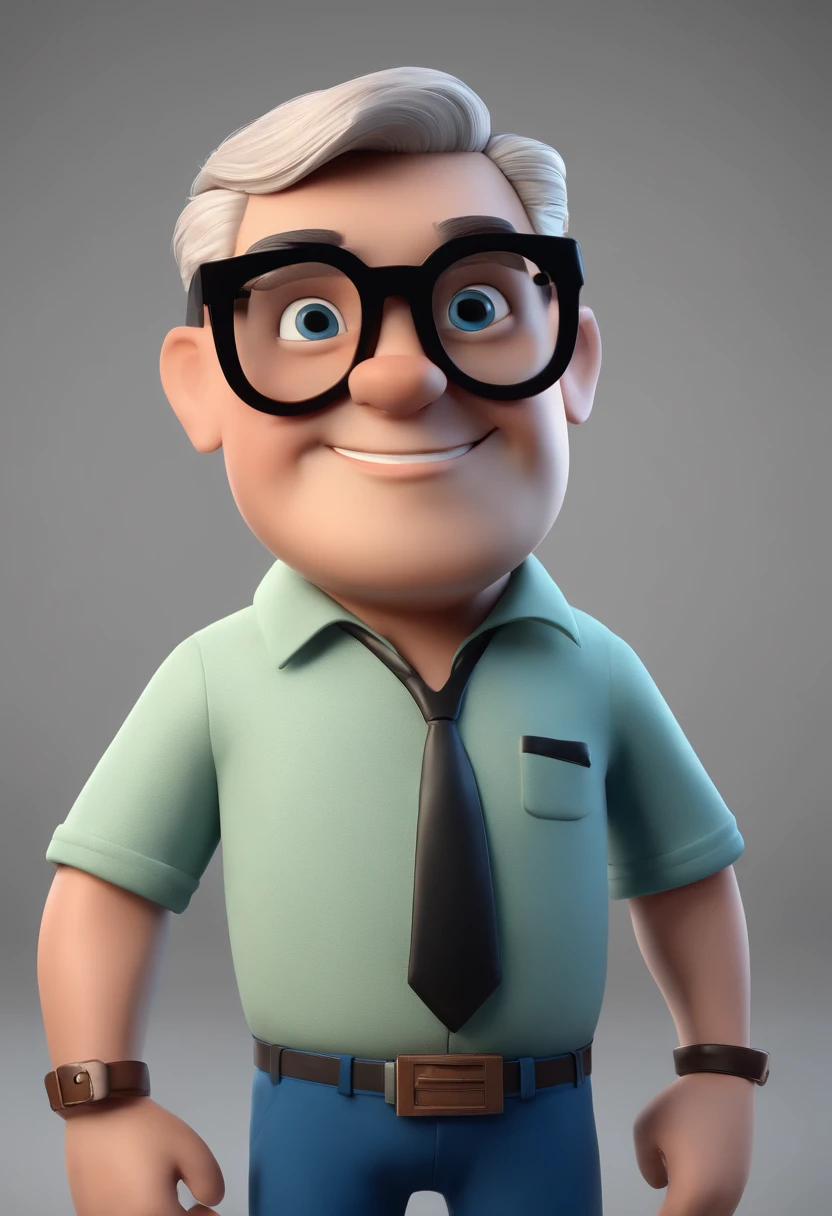 Cartoon character of a man with black glasses and a blue shirt, animation character, Caractere estilizado, animation style rendering, 3D estilizado, Arnold Maya render, 3 d render stylized, toon render keyshot, Personagem 3D, Personagem 3D, 3d rendering stylized, 3 d character render, personagem de desenho animado, Personagem de close up, Pose de personagem, (Estilo Pixar) (master part:1.2) (Bokeh) (best quality) (pele detalhada) (textura detalhada) (8k) (argila) (Cinematic lighting) (foco nítido